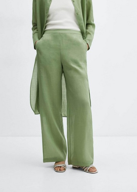Mango - Green High-Rise Wideleg Trousers