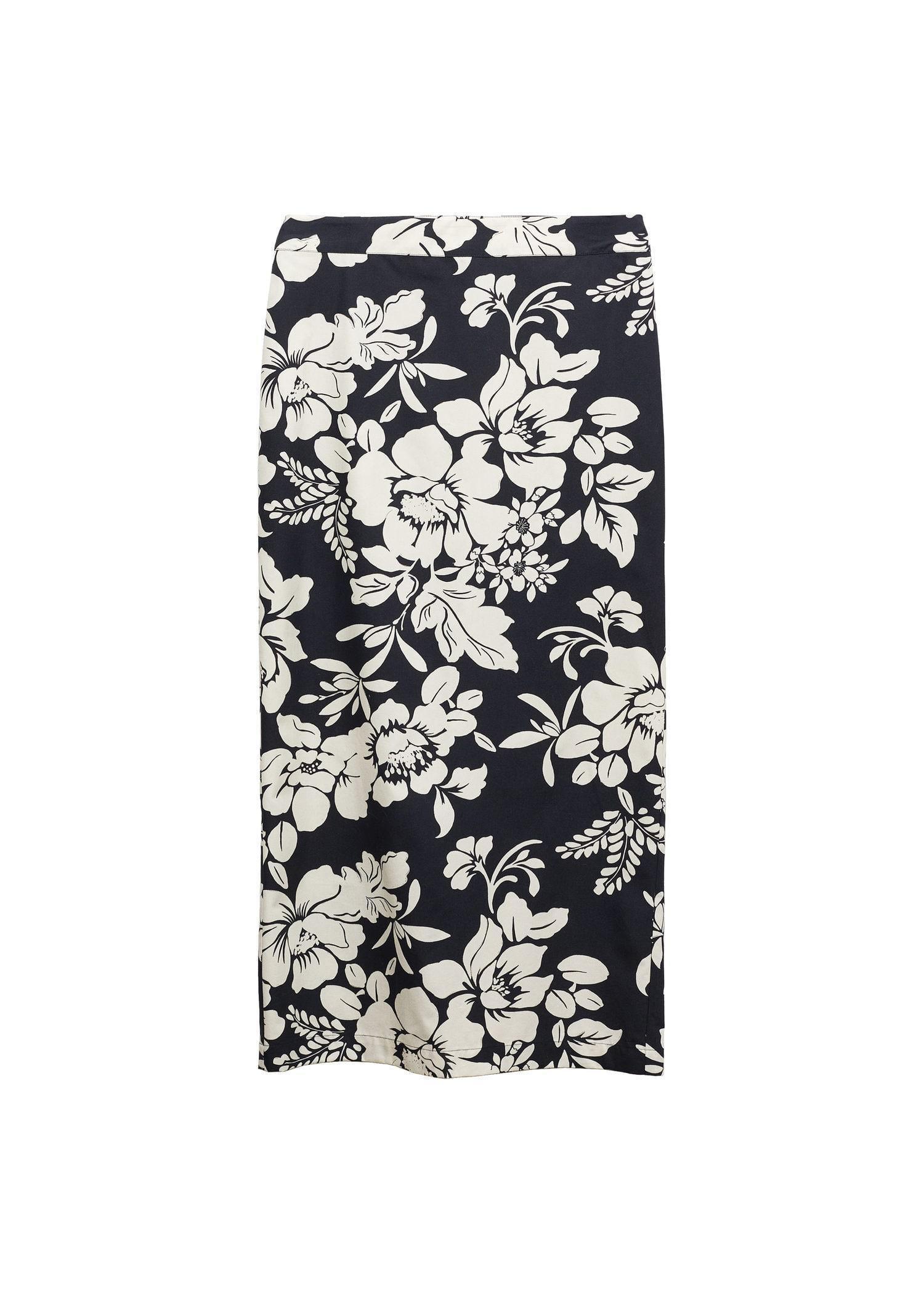 Mango - Black Floral Long Skirt