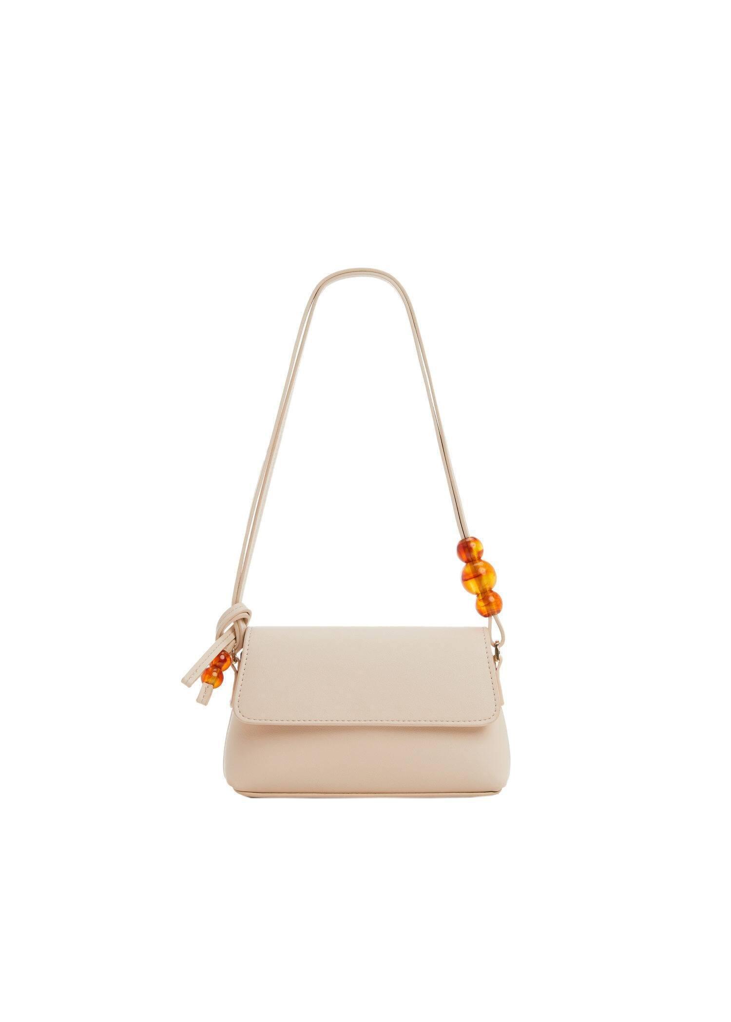 Beige Beaded Shoulder Bag, , large image number 3