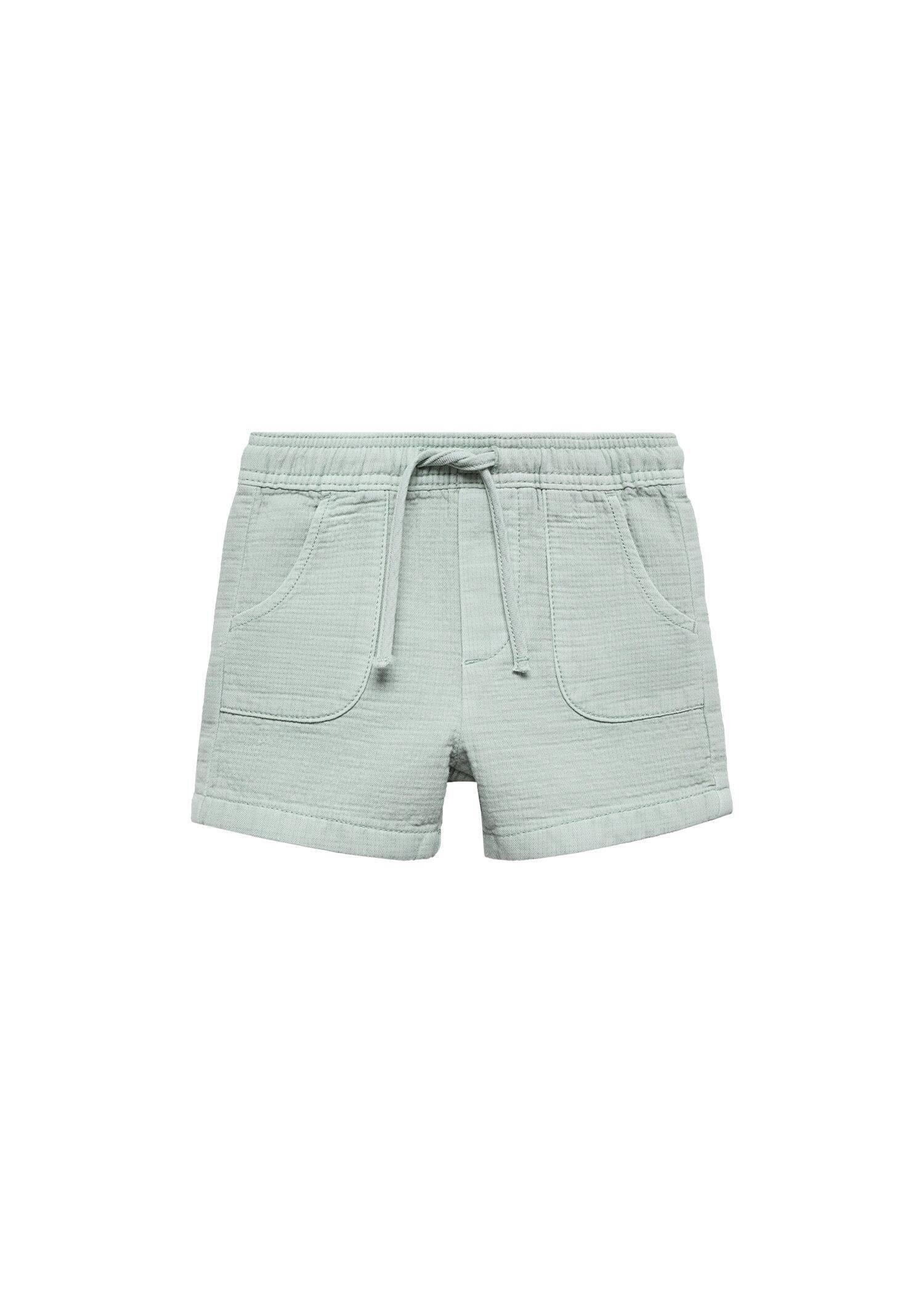 Mango - Green Elastic Waist Cotton Shorts