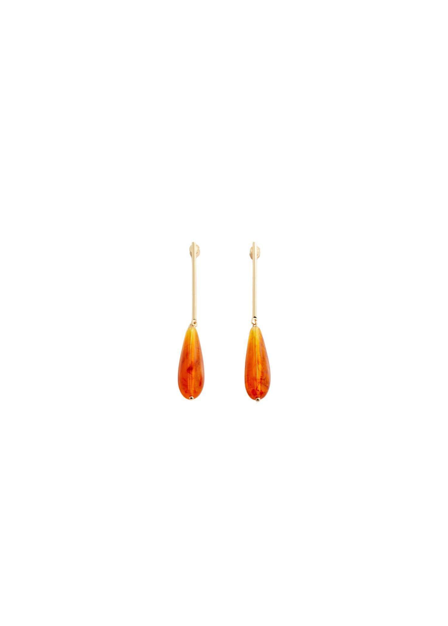 Mango - Gold Beaded Pendant Earrings