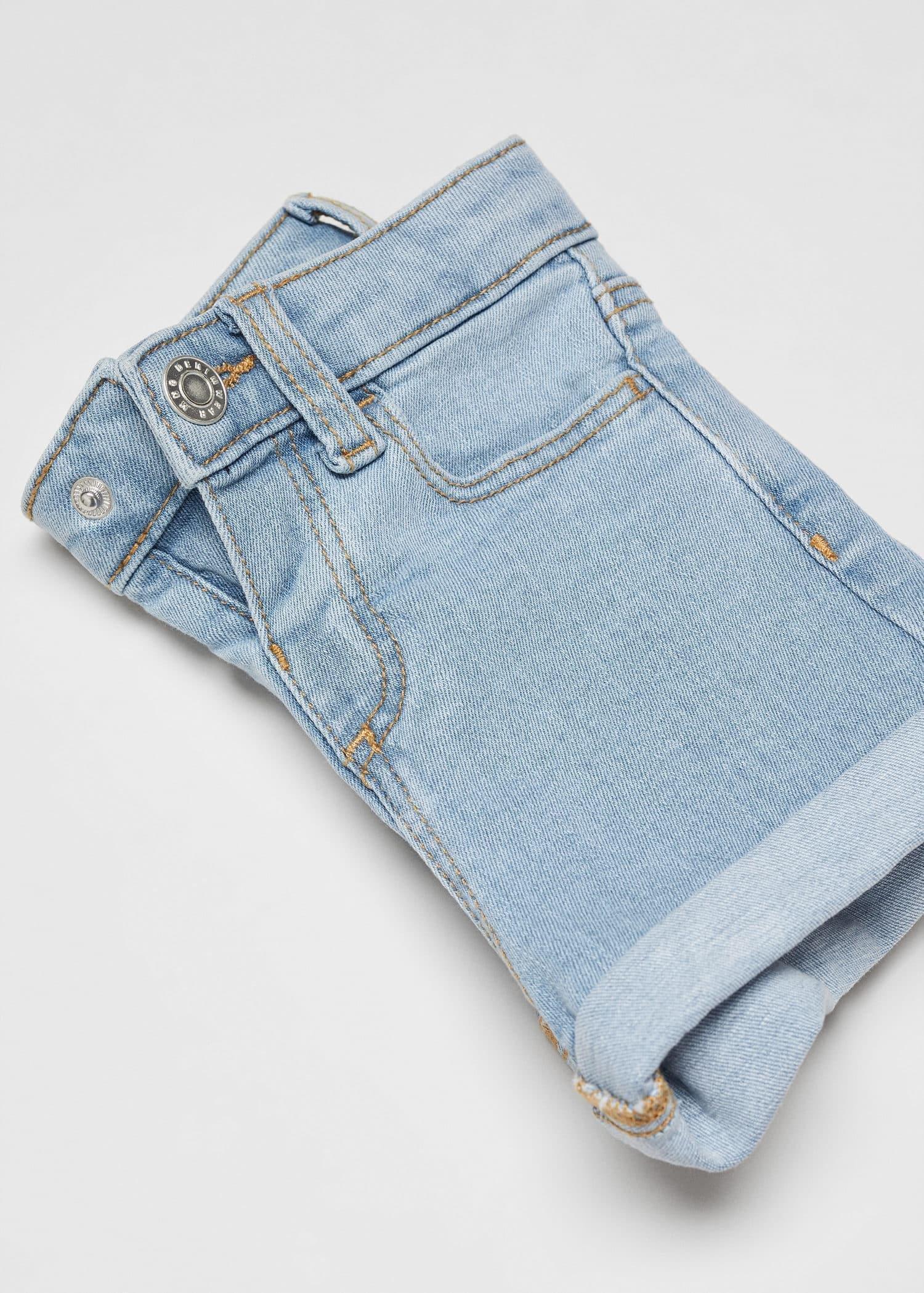 Blue Rolled-Up Hem Denim Shorts, Kids Girls, , large image number 2