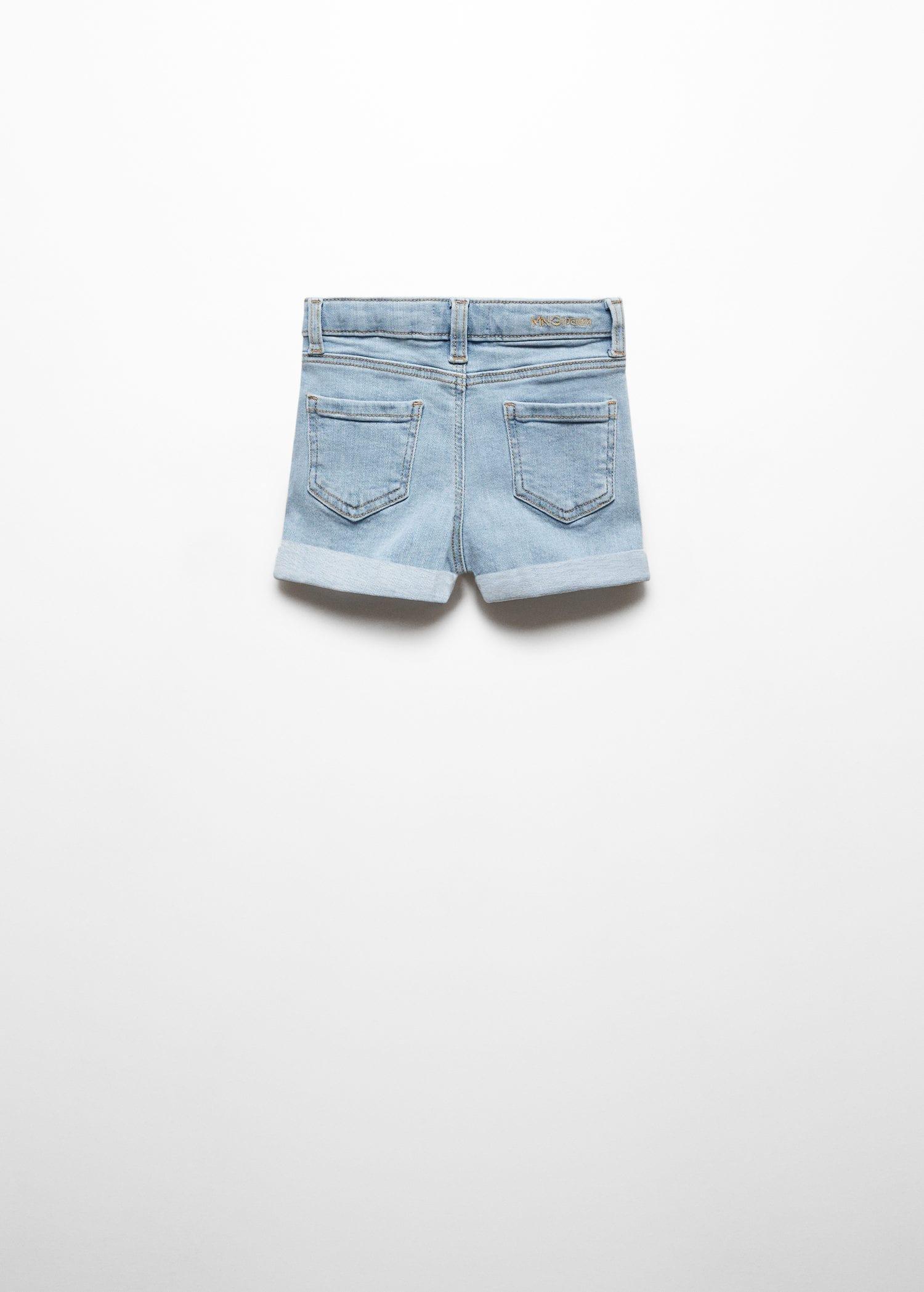 Blue Rolled-Up Hem Denim Shorts, Kids Girls, , large image number 3