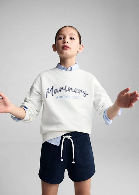Mango - Navy Cotton Shorts, Kids Girls