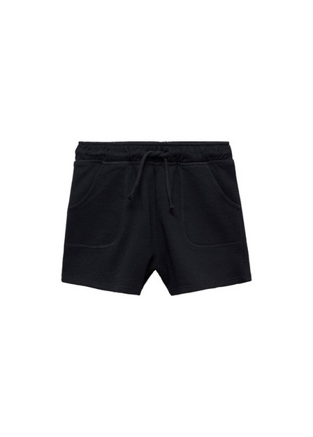Mango - Black Cotton Shorts, Kids Girls