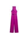 Mango - Purple Belted Crossover Collar Jumpsuit