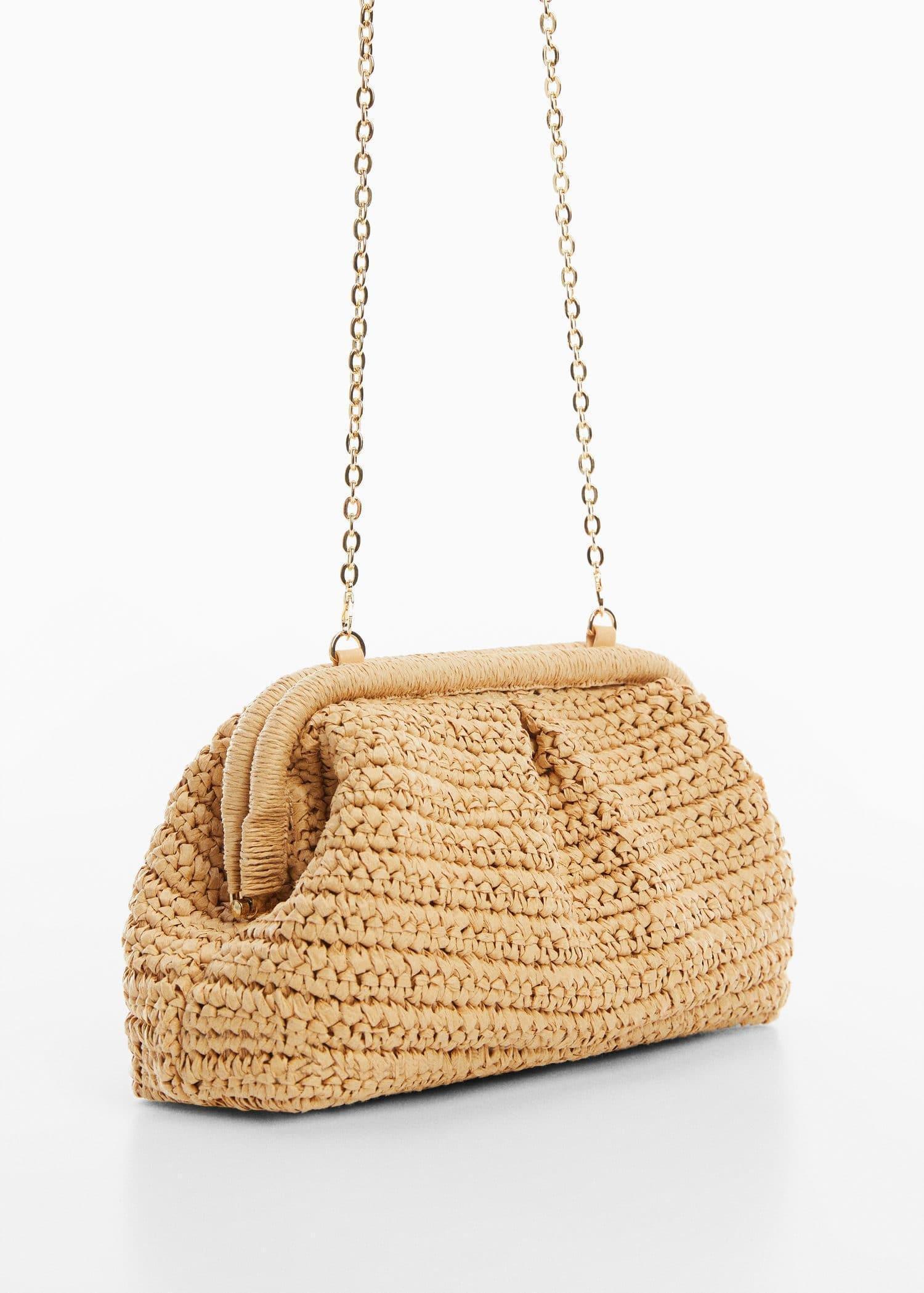 Beige Rattan Clutch Bag, , large image number 0