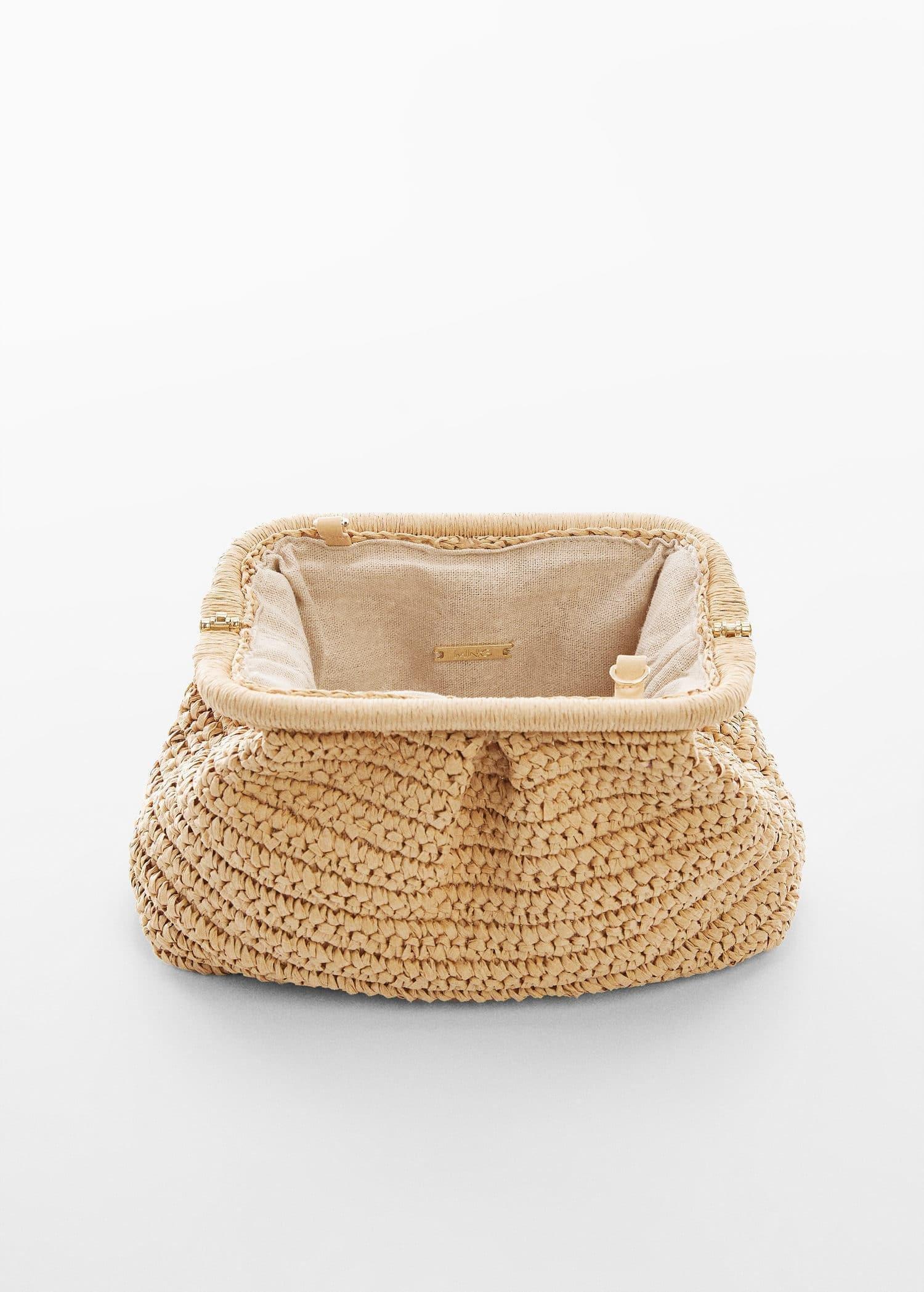 Beige Rattan Clutch Bag, , large image number 2
