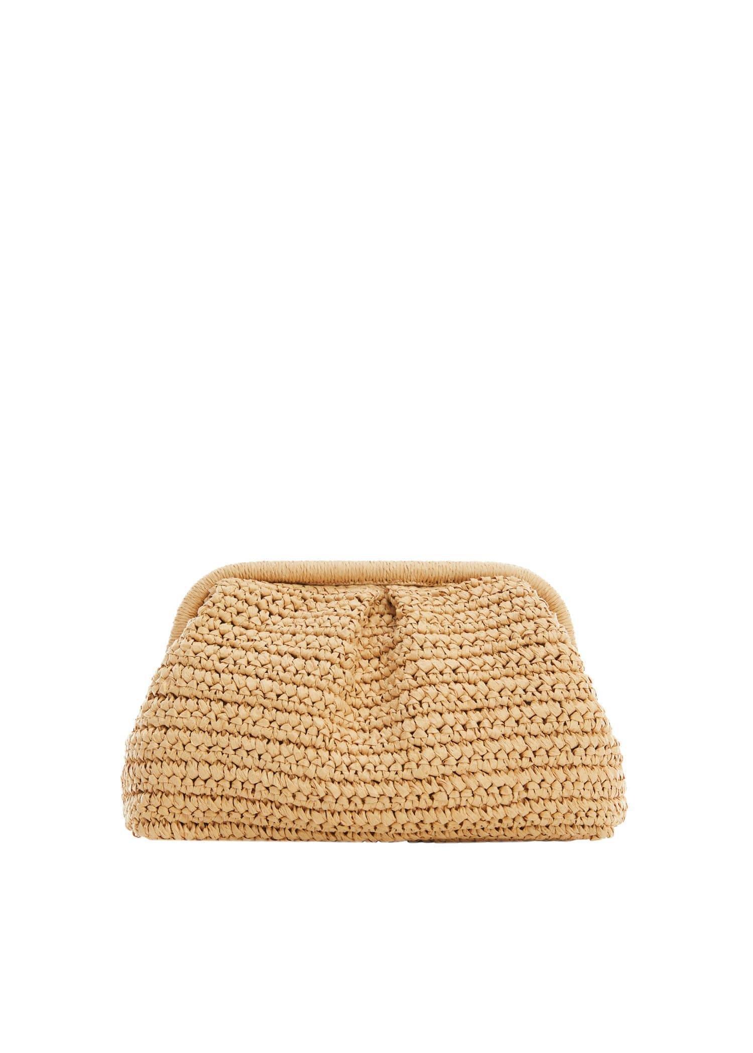 Beige Rattan Clutch Bag, , large image number 3