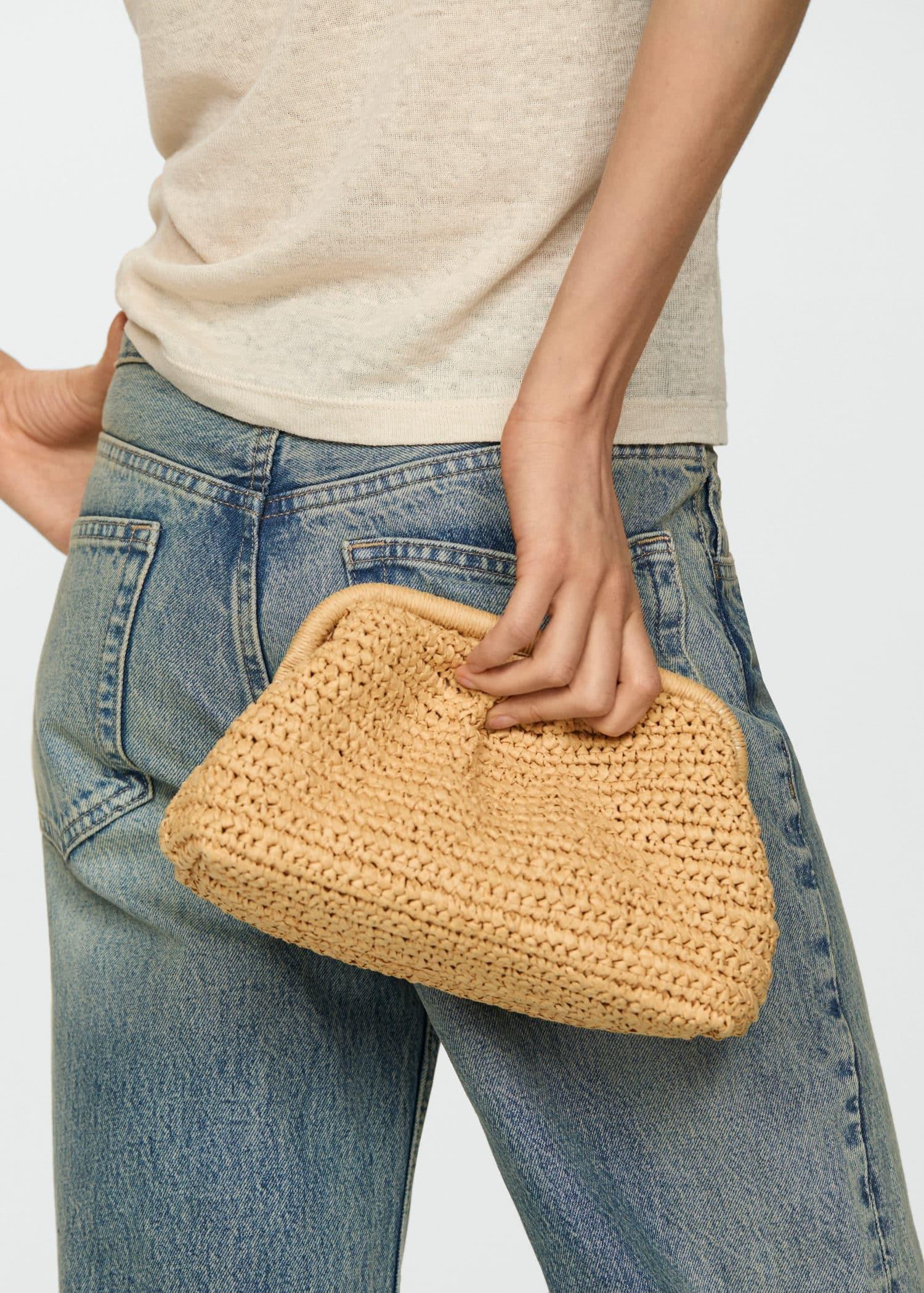 Beige Rattan Clutch Bag, , large image number 5
