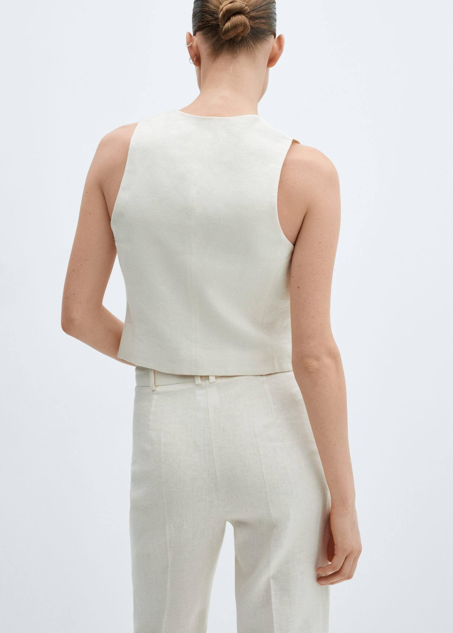 Ecru Linen Suit Waistcoat, , large image number 4