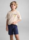 Mango - Blue Elastic Waist Linen Bermuda Shorts, Kids Boys