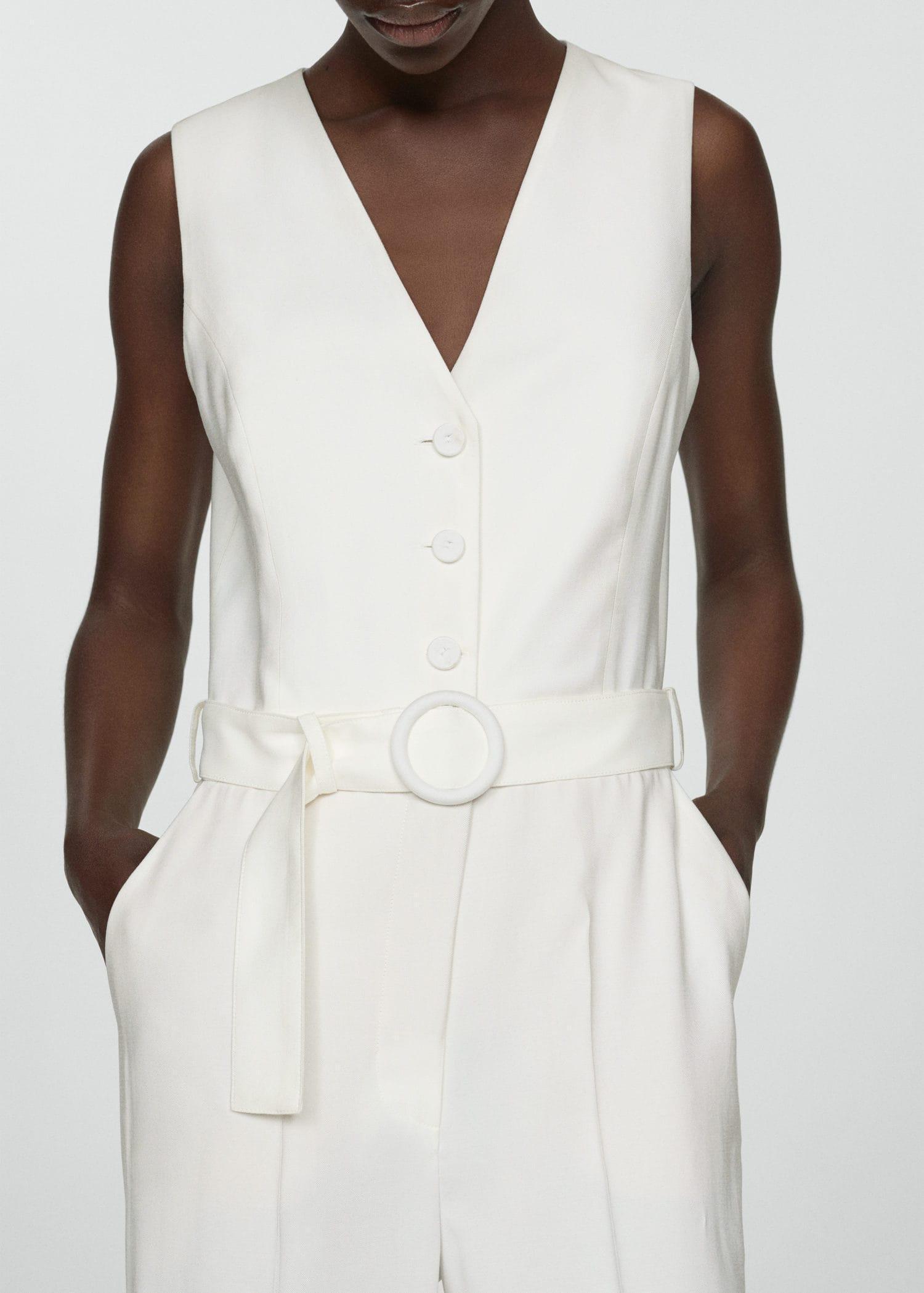 White Belt Long Jumpsuit, , large image number 1