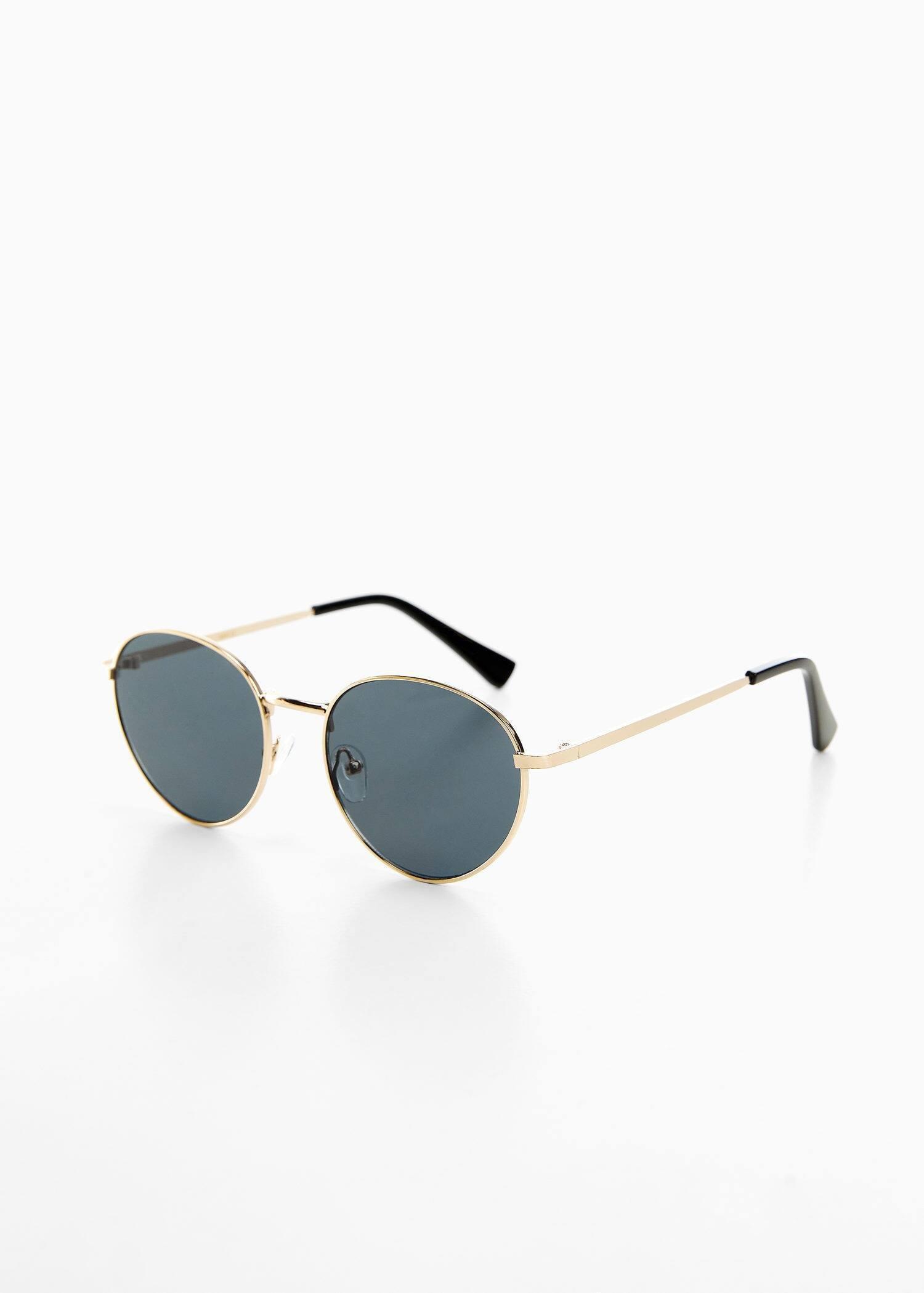 Gold Round Metal-Rimmed Sunglasses, , large image number 0