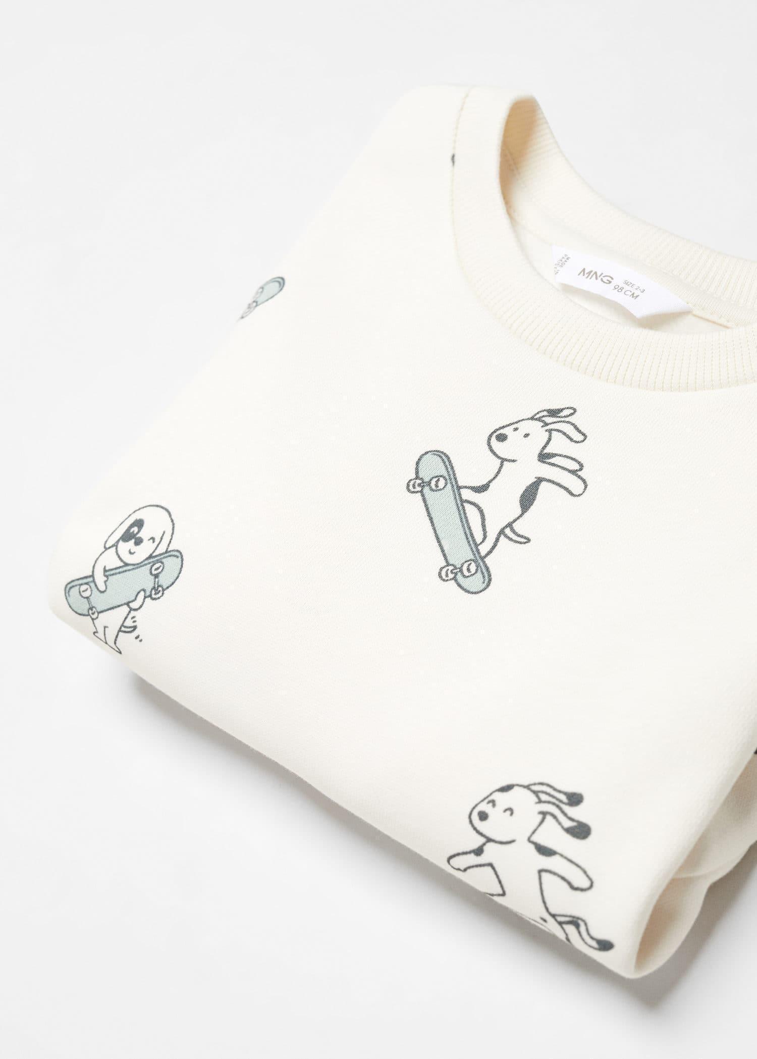 Mango - White Printed Cotton Sweatshirt, Kids Boys