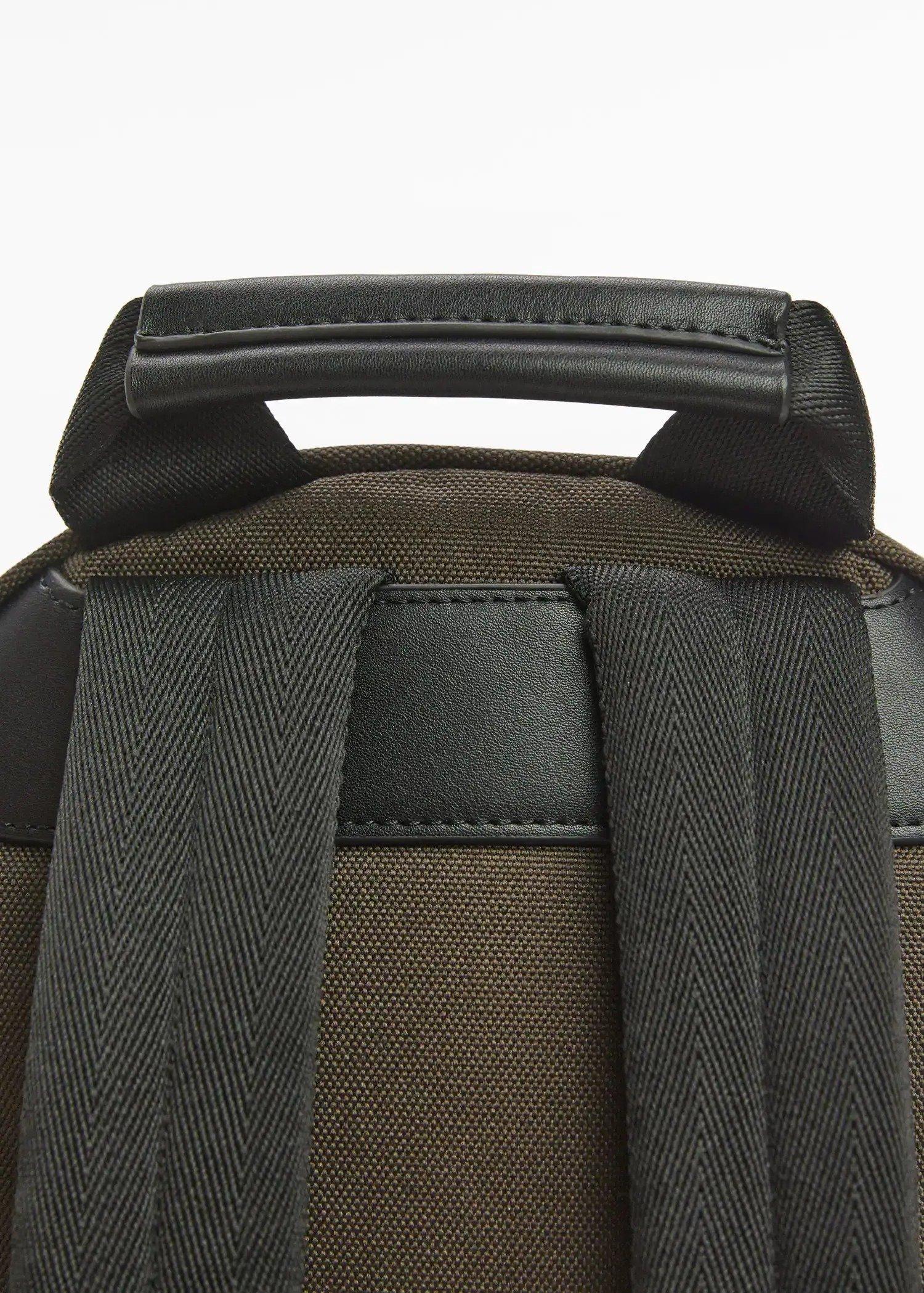 Mango - Khaki Backpack With Leather-Effect Details