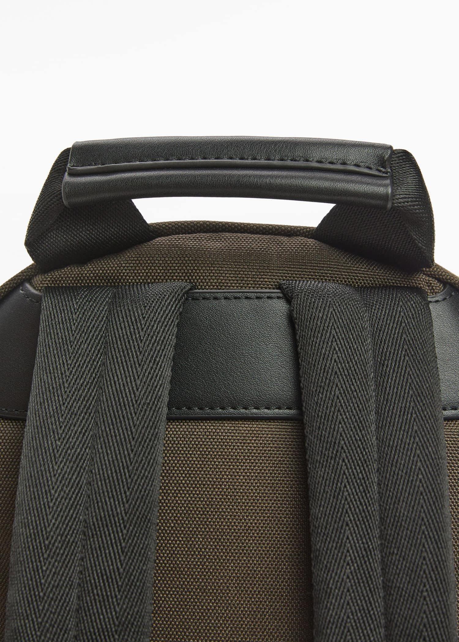 Khaki Backpack With Leather-Effect Details, , large image number 3