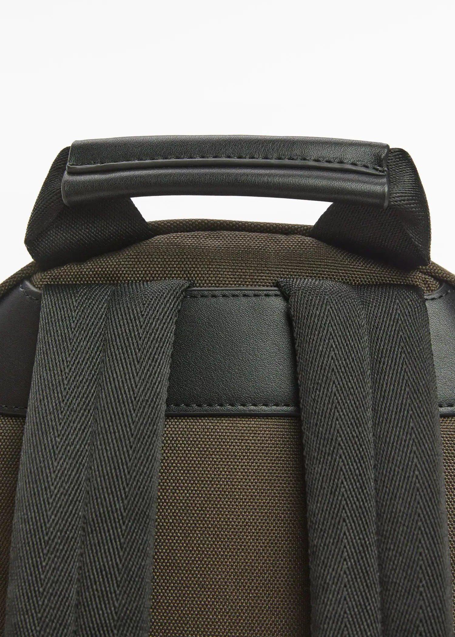 Khaki Backpack With Leather-Effect Details, , large image number 6