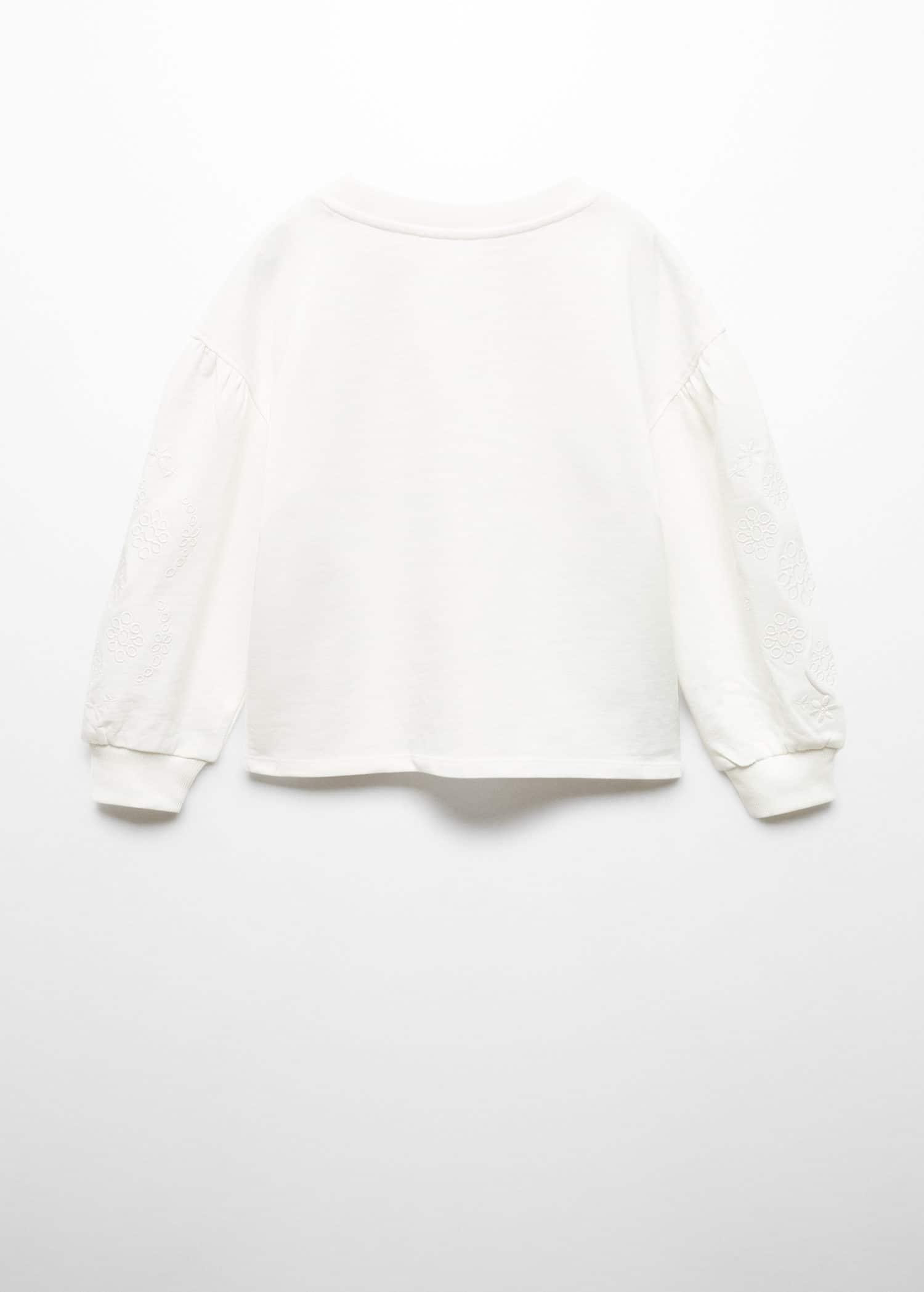 Mango - White Embroidered Sleeve Sweatshirt, Kids Girls