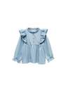 Mango - Blue Ruffled Denim Shirt, Kids Girls