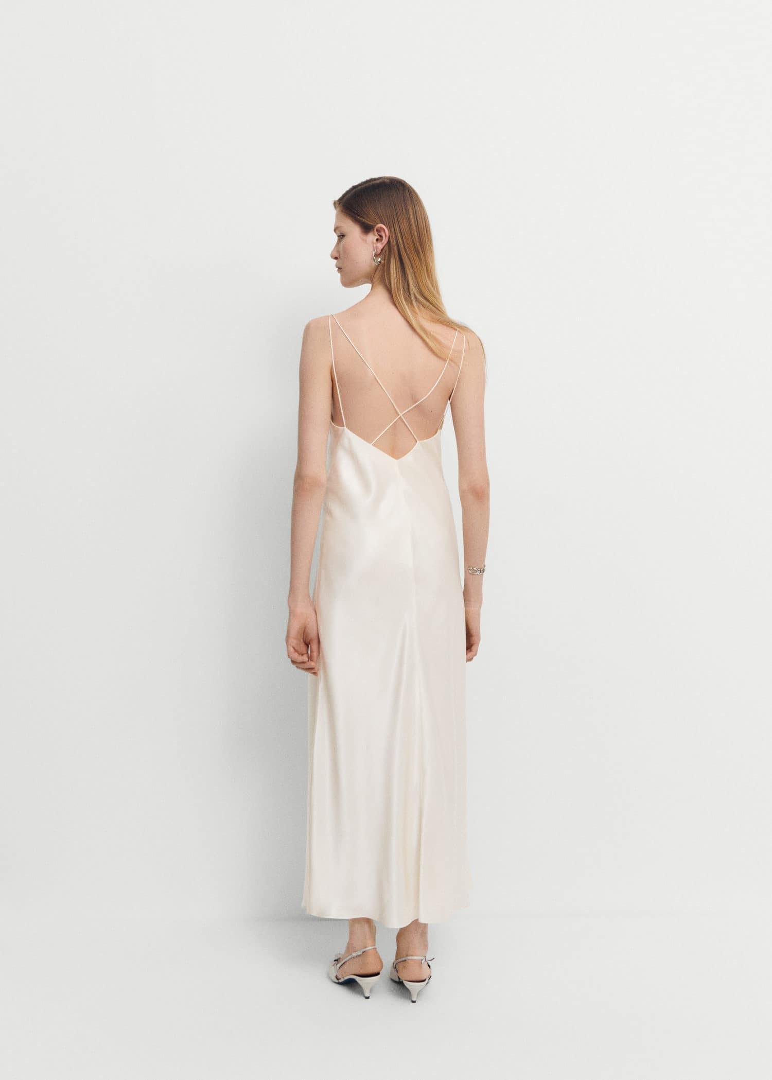 Mango - White Silk-Blend Long Dress