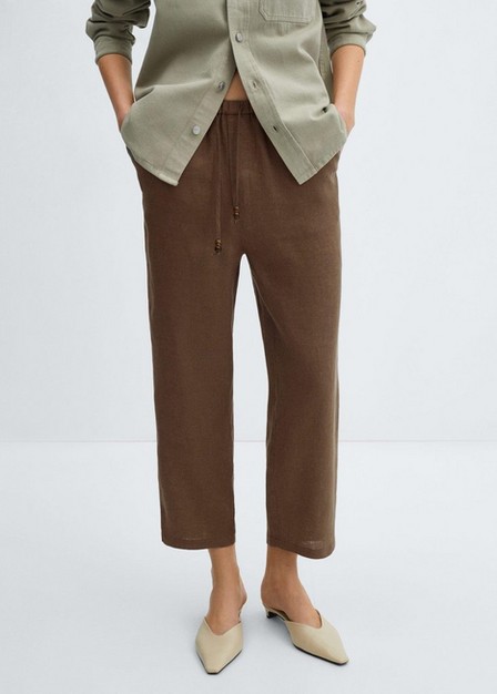 Mango - Brown Linen Trousers