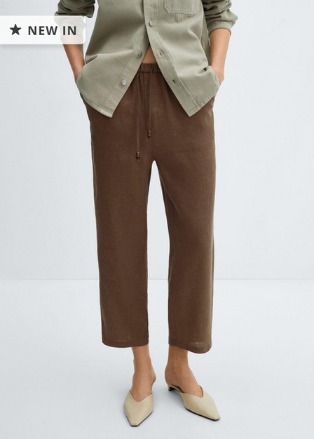 Mango - Brown Linen Trousers