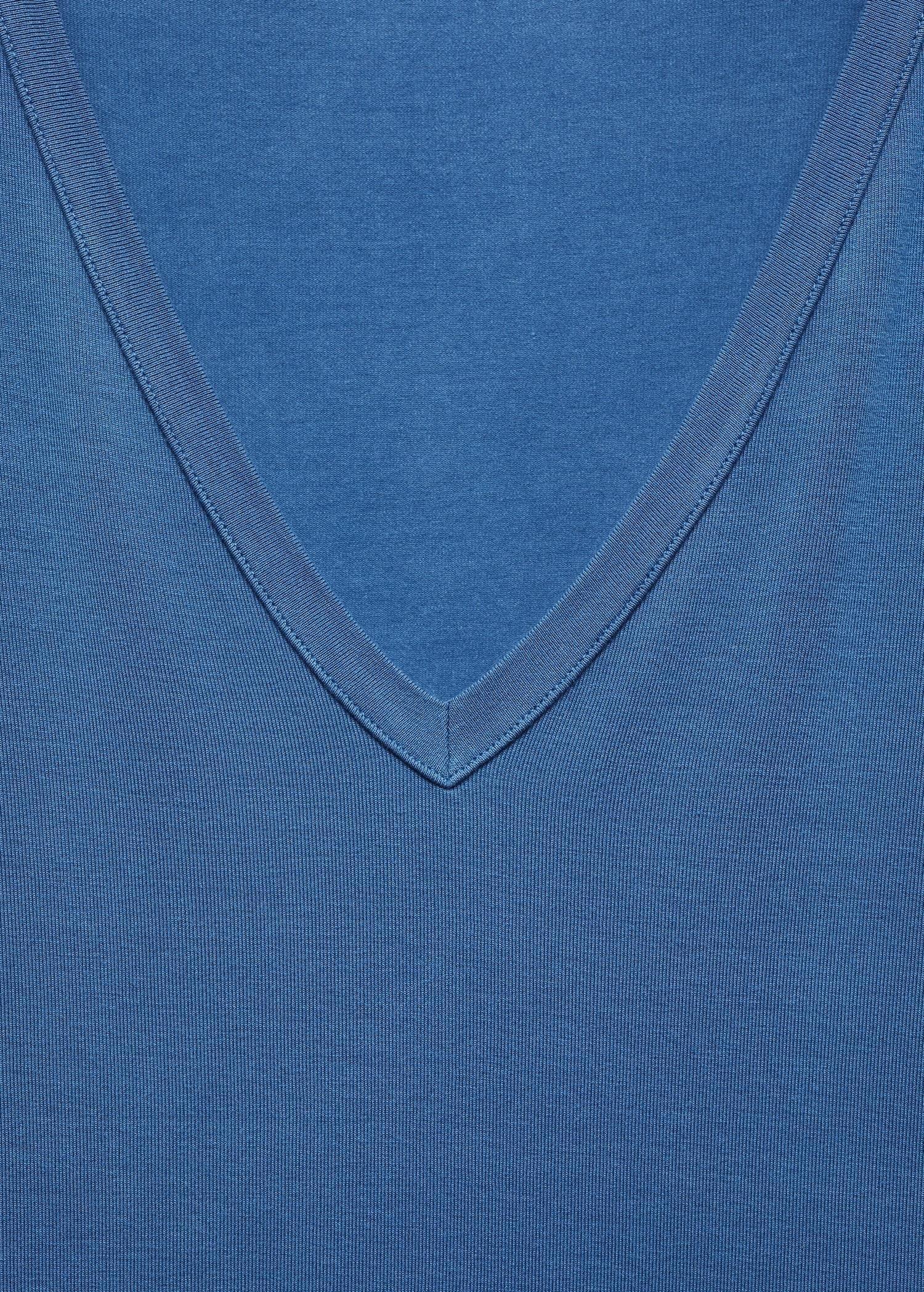 Mango - Blue V-Neck T-Shirt