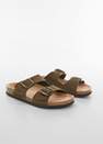 Mango - Khaki Split Leather Sandals With Buckle