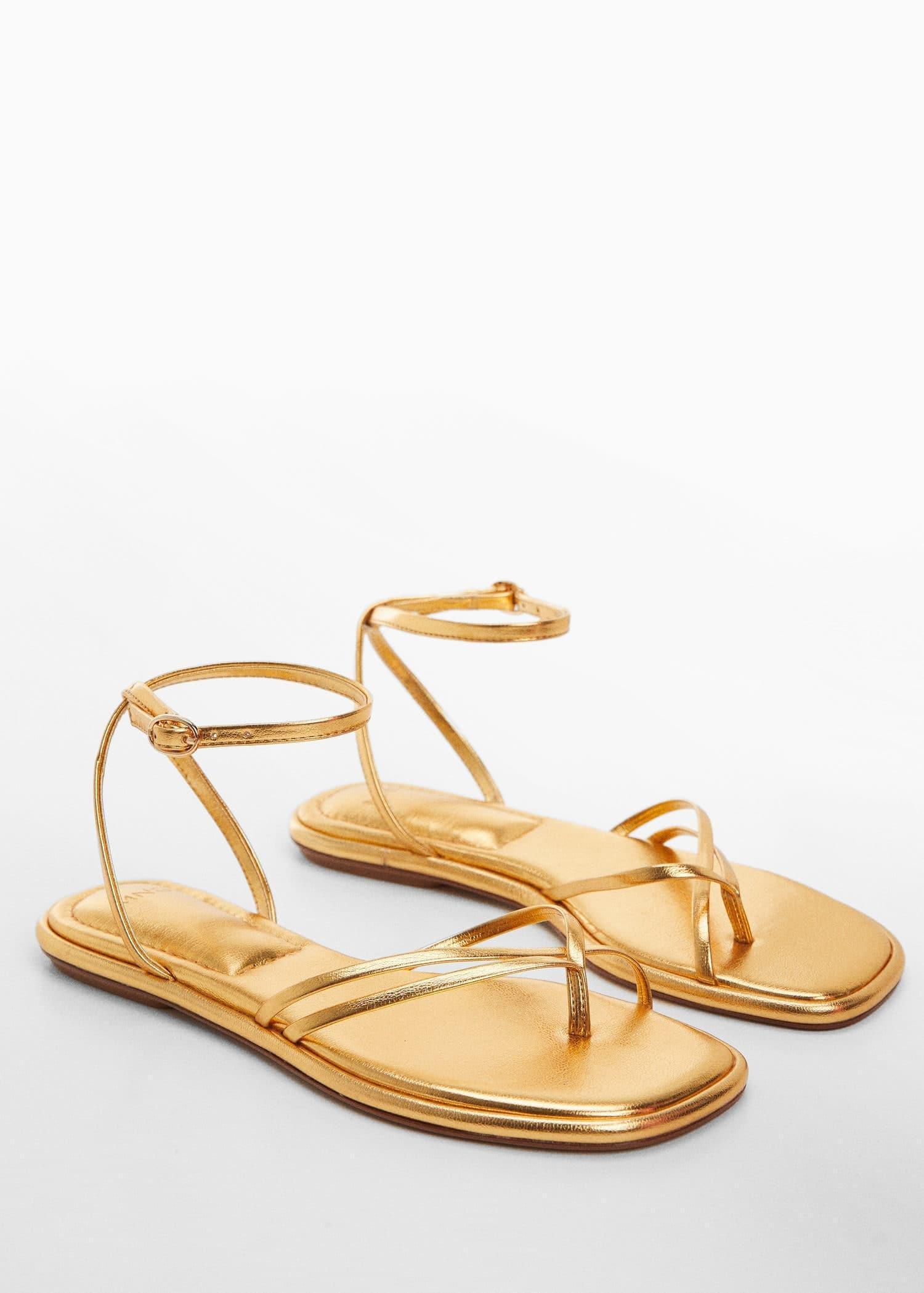 Mango - Gold Metallic Strap Sandals