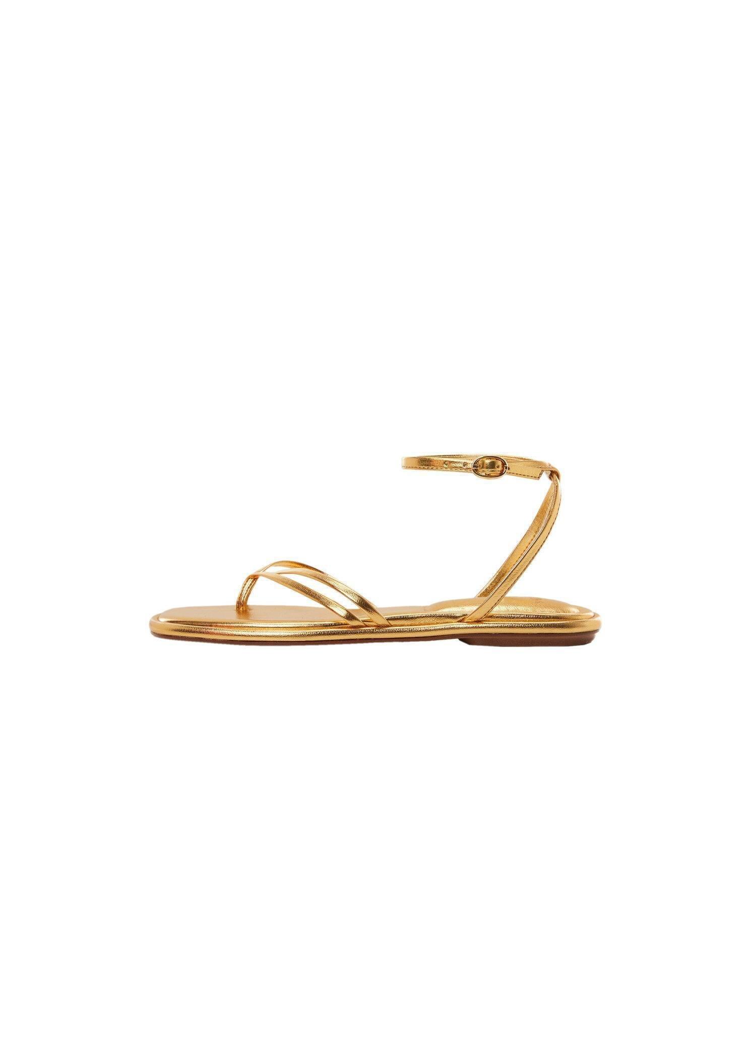 Mango - Gold Metallic Strap Sandals