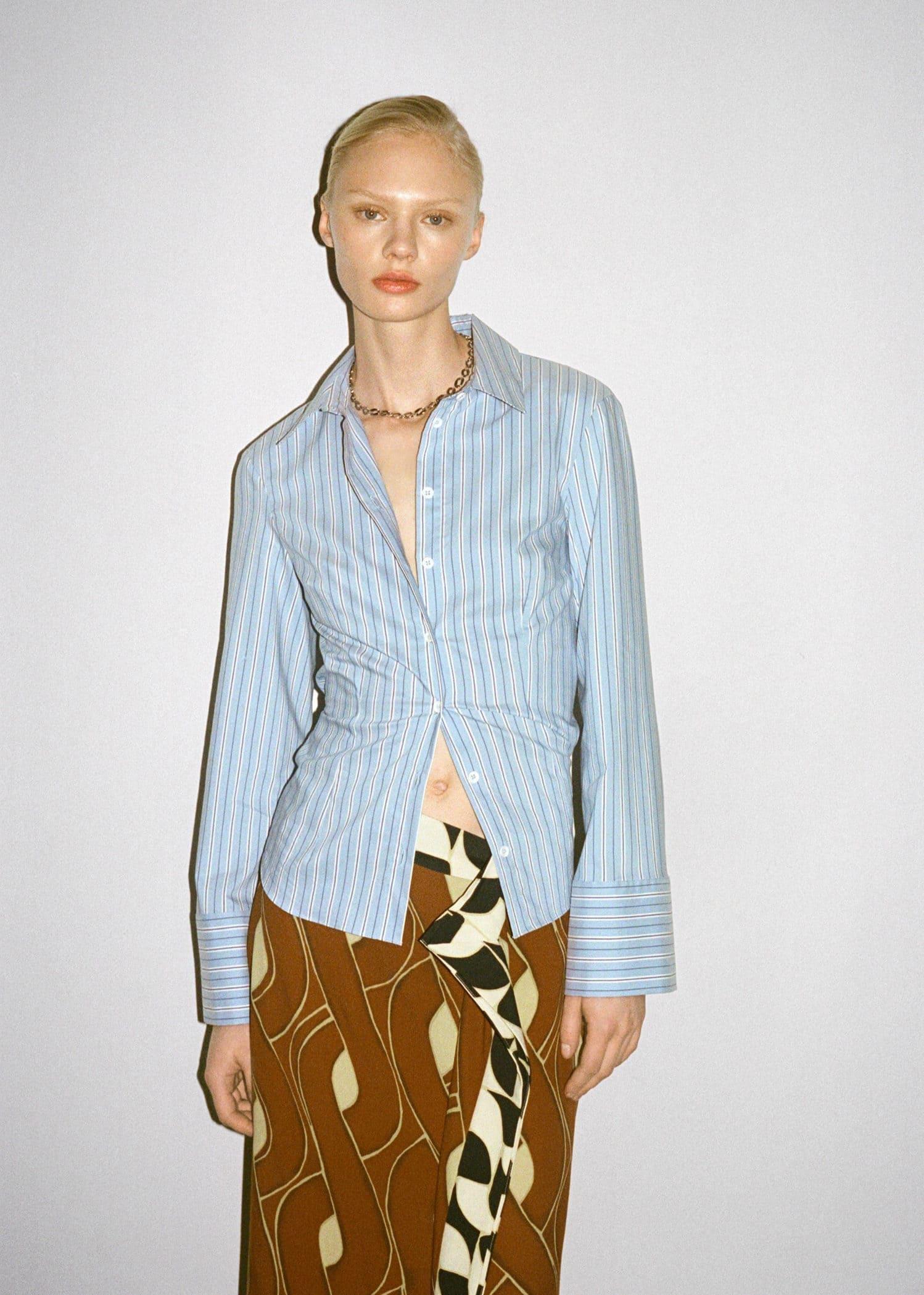 White Striped Bow Blouse, , large image number 3