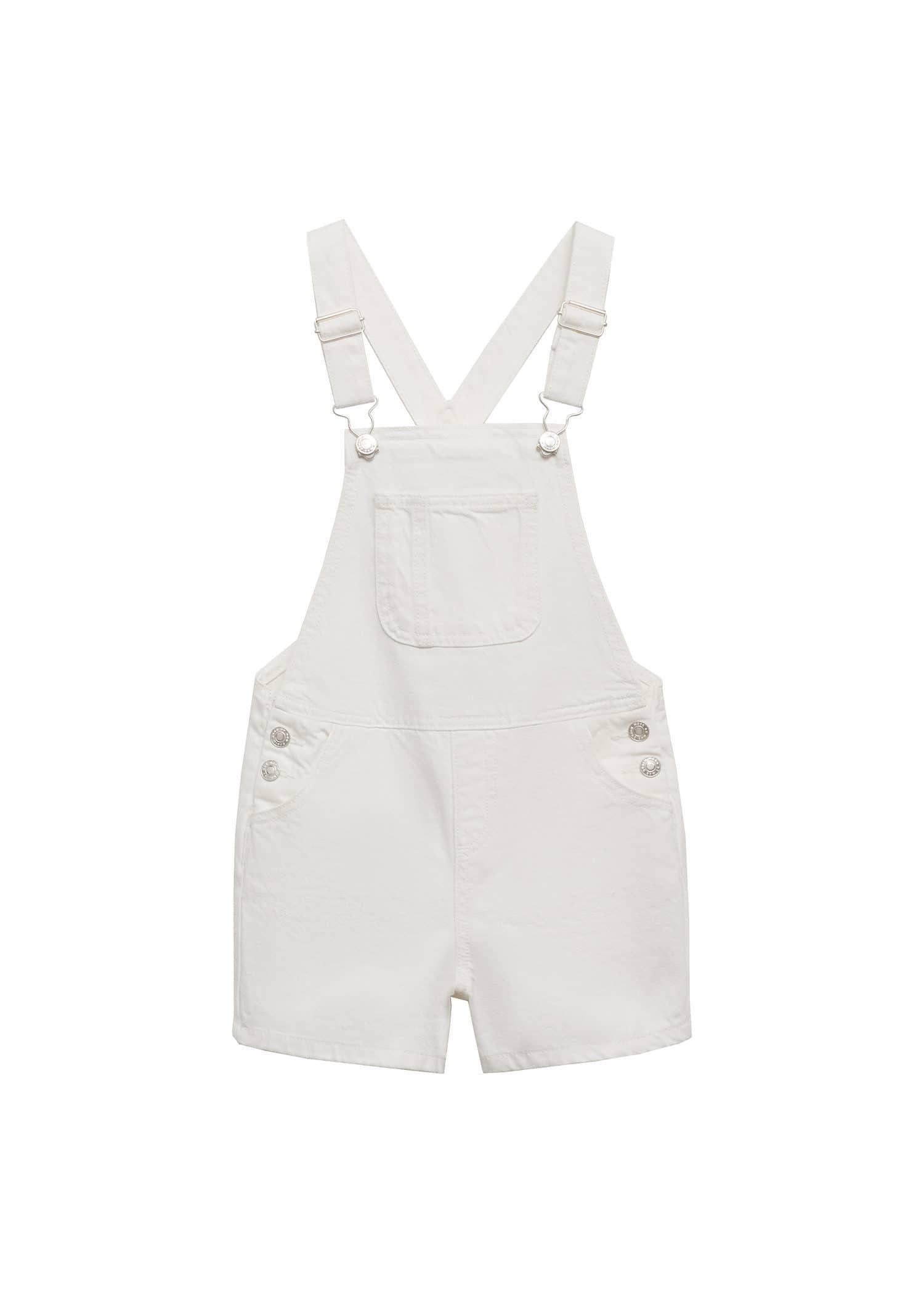 White Short Denim Dungarees, Kids Girls, , large image number 4