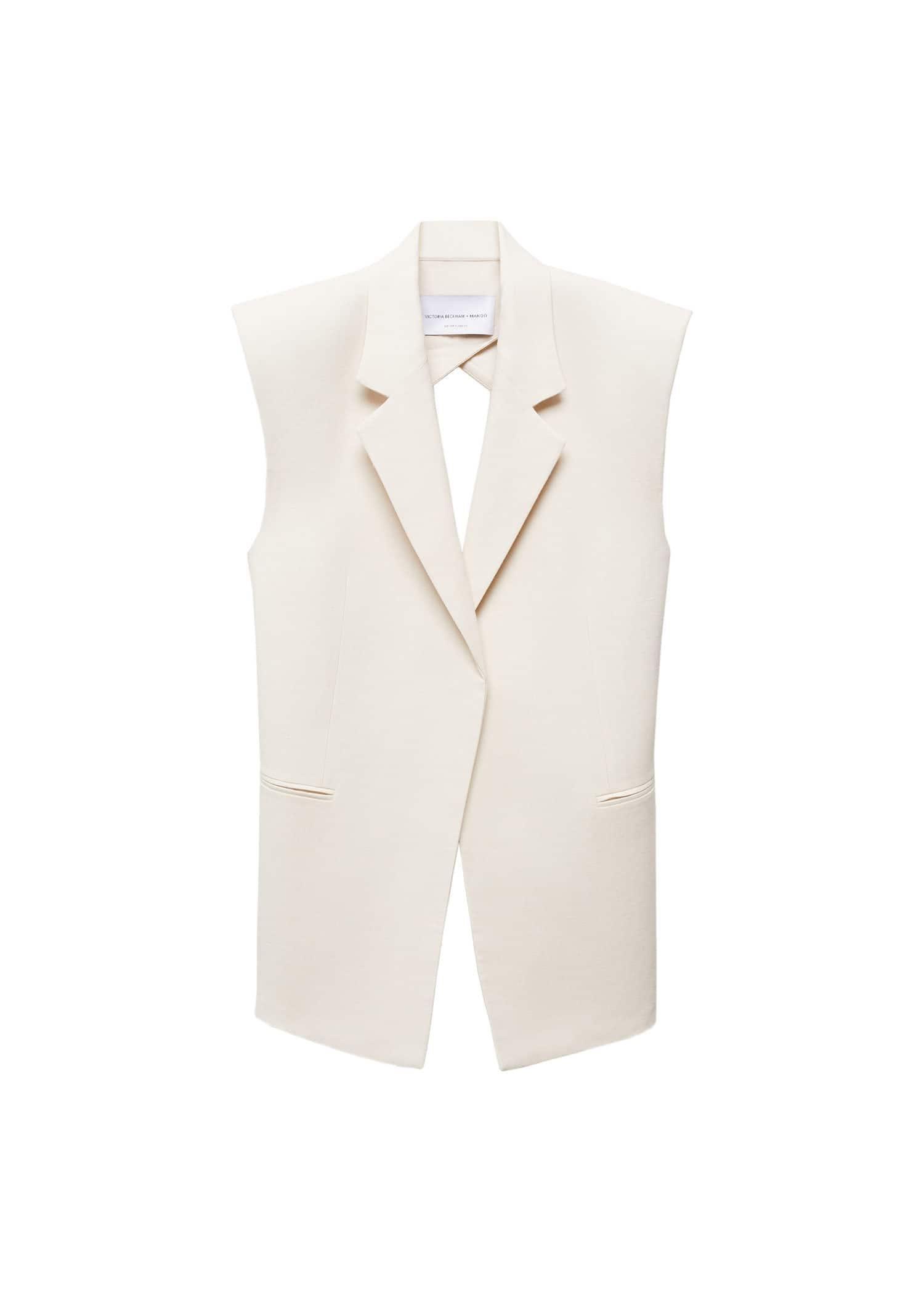 Beige Suit Waistcoat With Open Back, , large image number 3