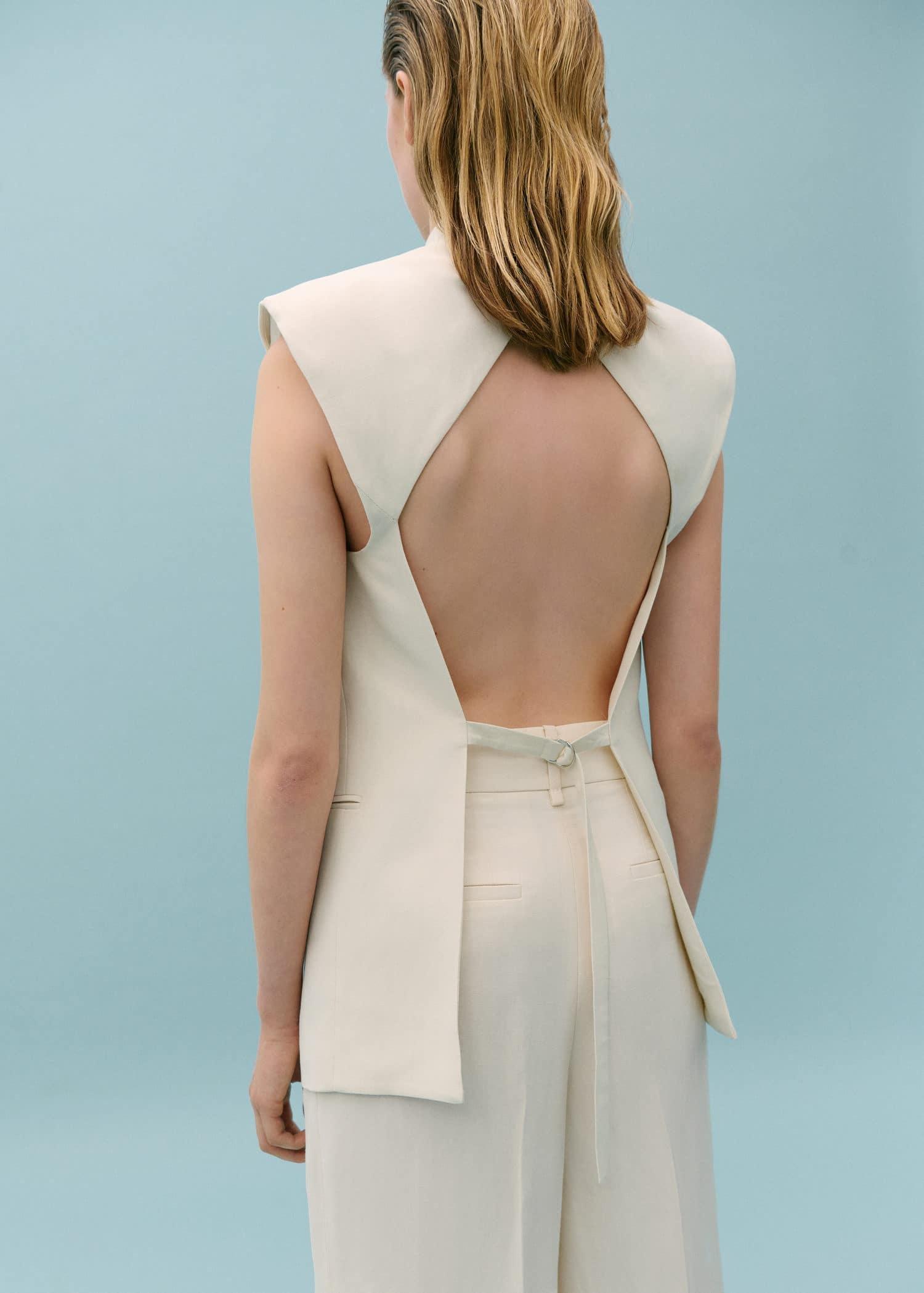 Beige Suit Waistcoat With Open Back, , large image number 4