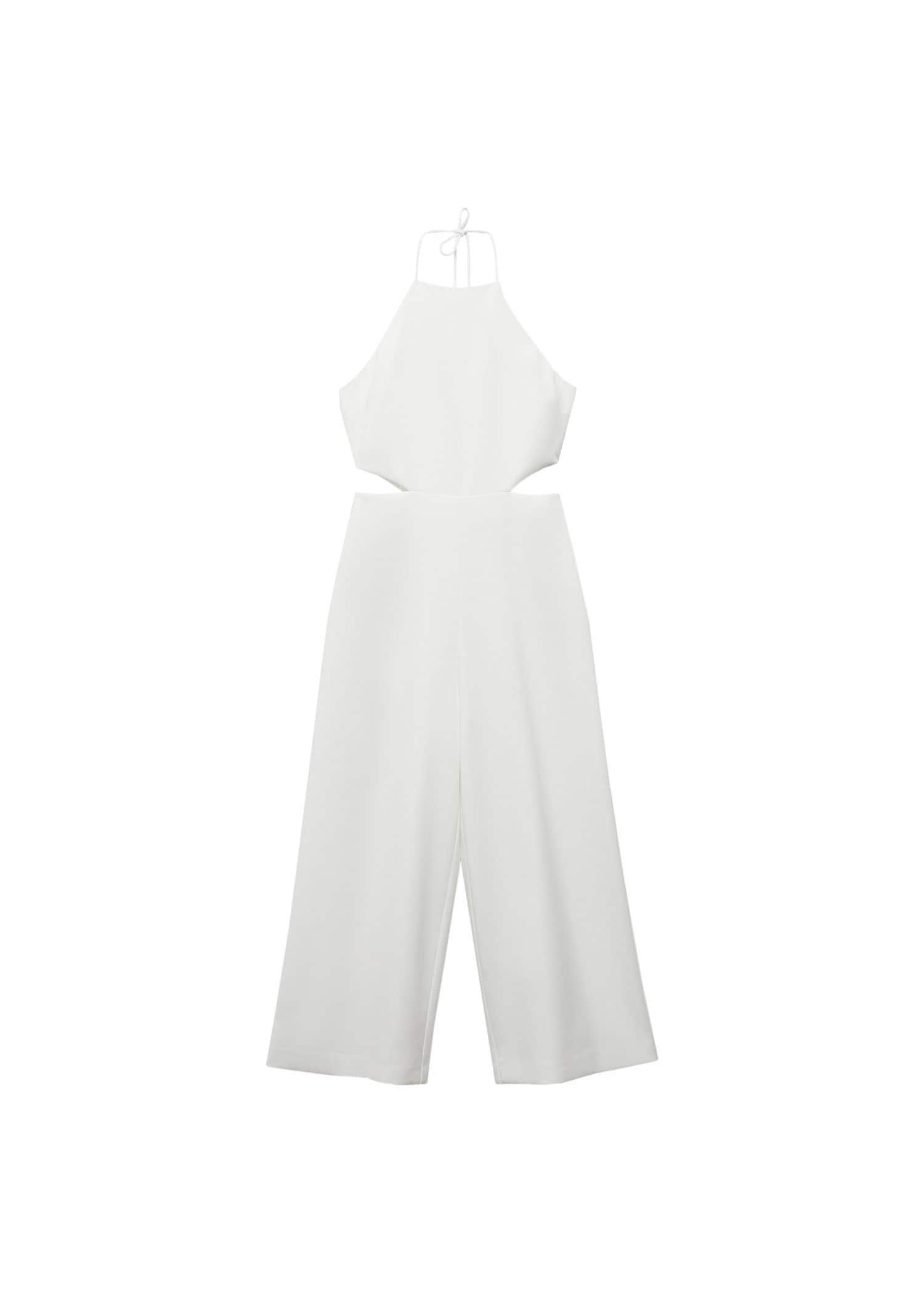 White Halter Jumpsuit With Slits, , large image number 3