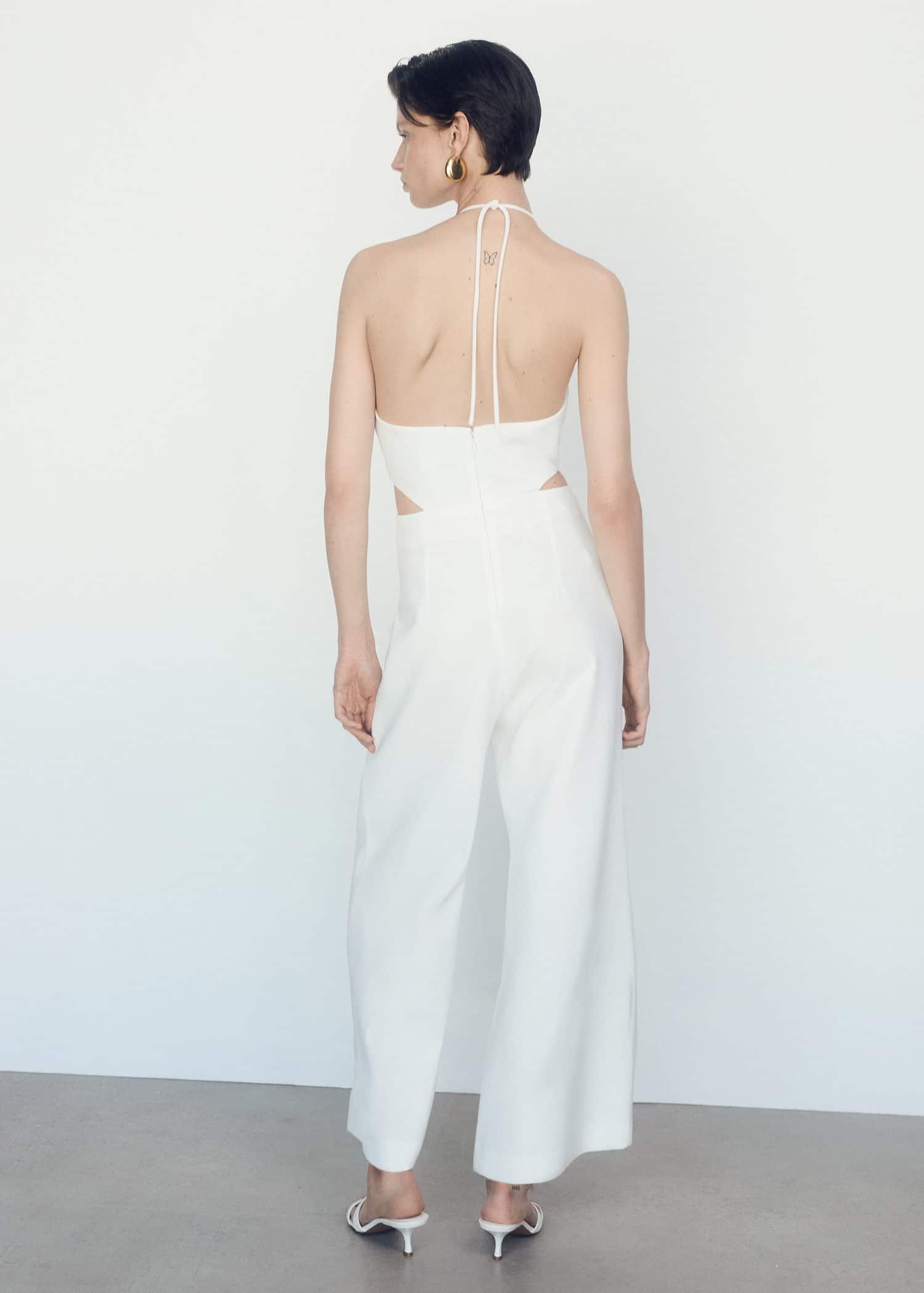 White Halter Jumpsuit With Slits, , large image number 5