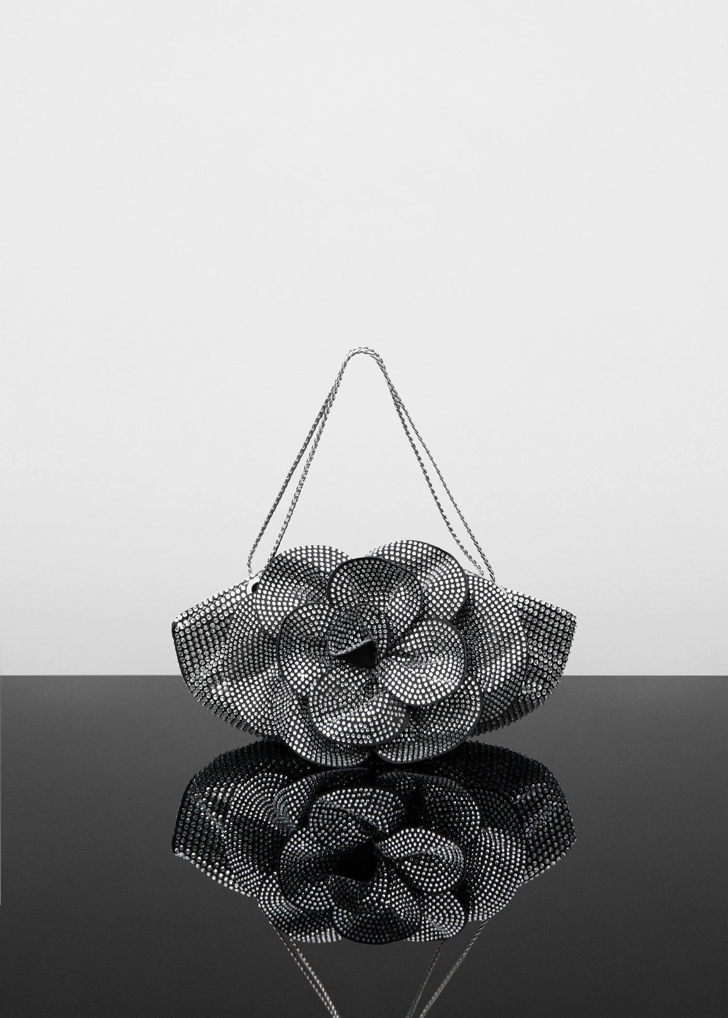 Black Rhinestone Maxi Flower Bag, , large image number 3
