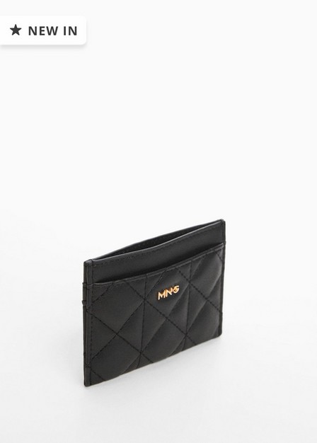 Mango - Black Quilted Cardholder With Logo