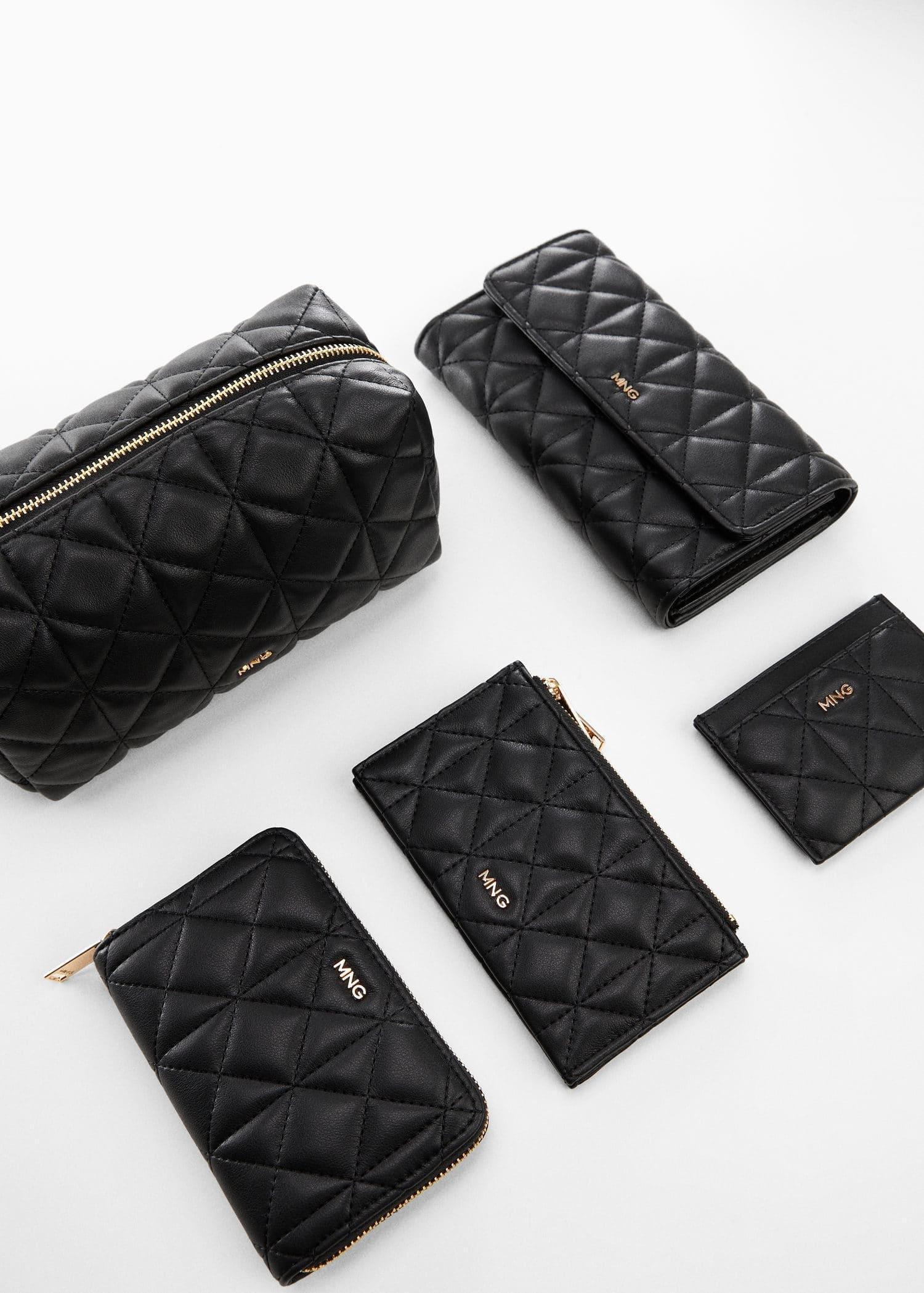 Mango - Black Quilted Cardholder With Logo