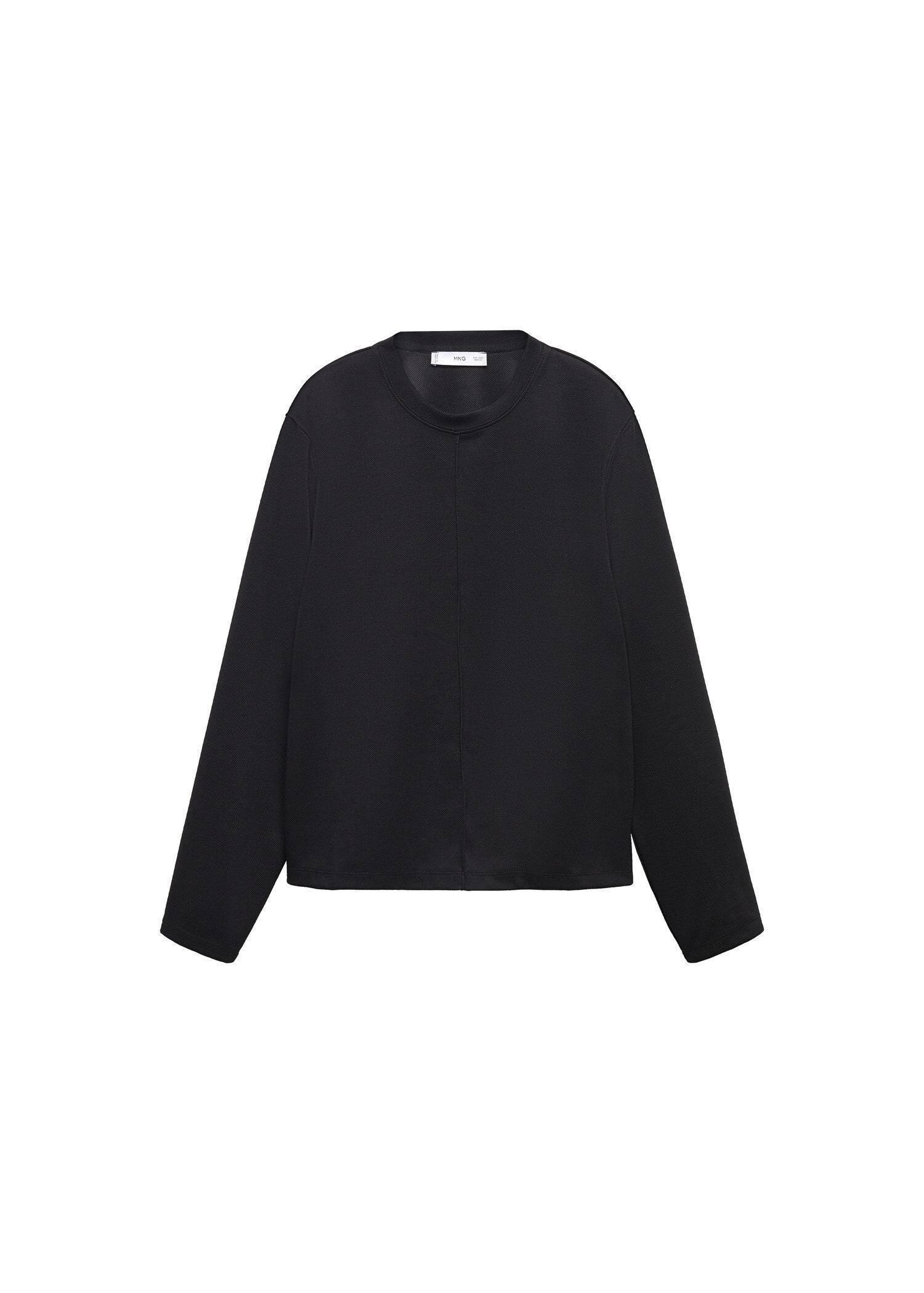 Mango - Black Decorative Stitching Sweatshirt