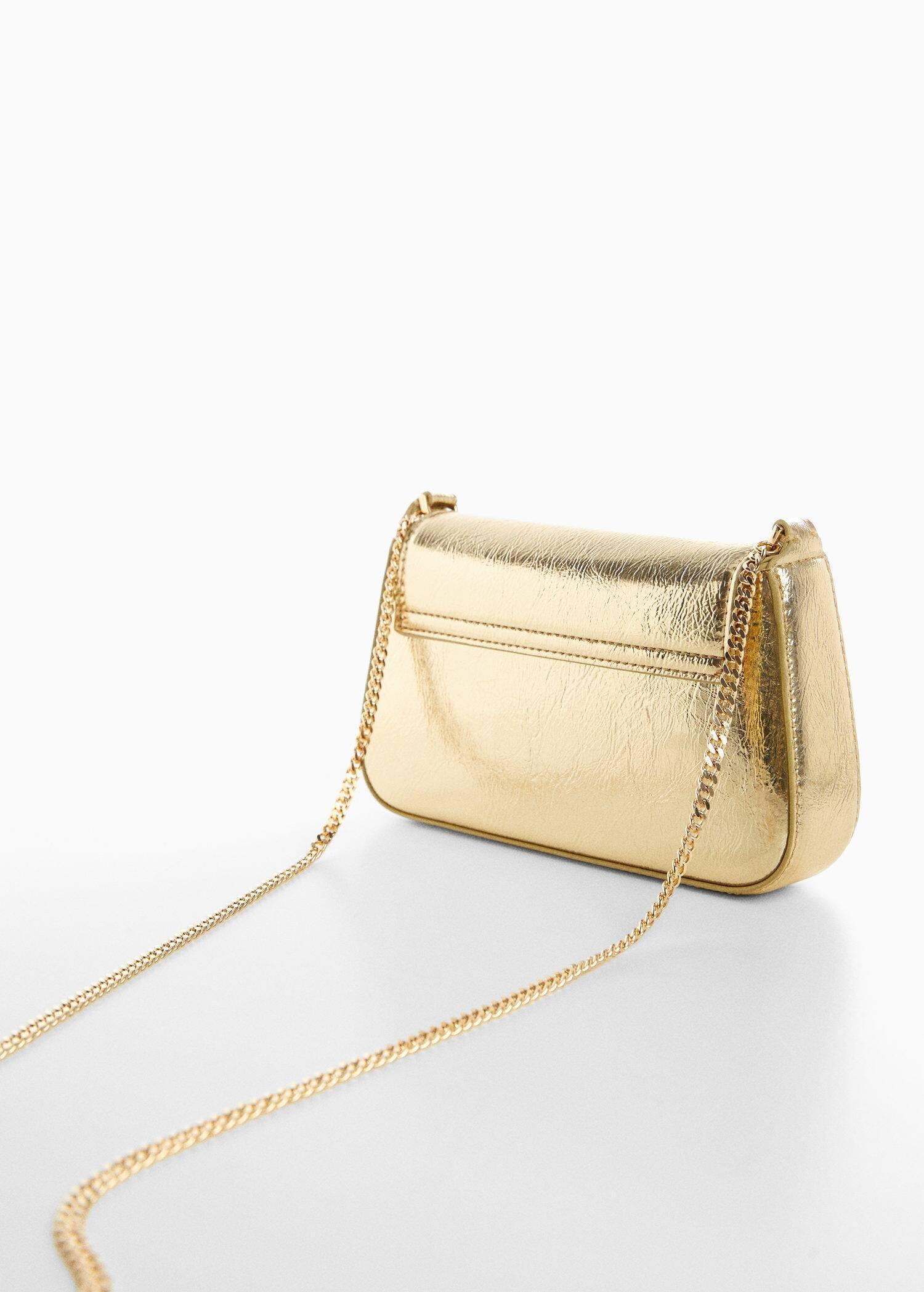 Gold Patent Leather-Effect Chain Bag, , large image number 1
