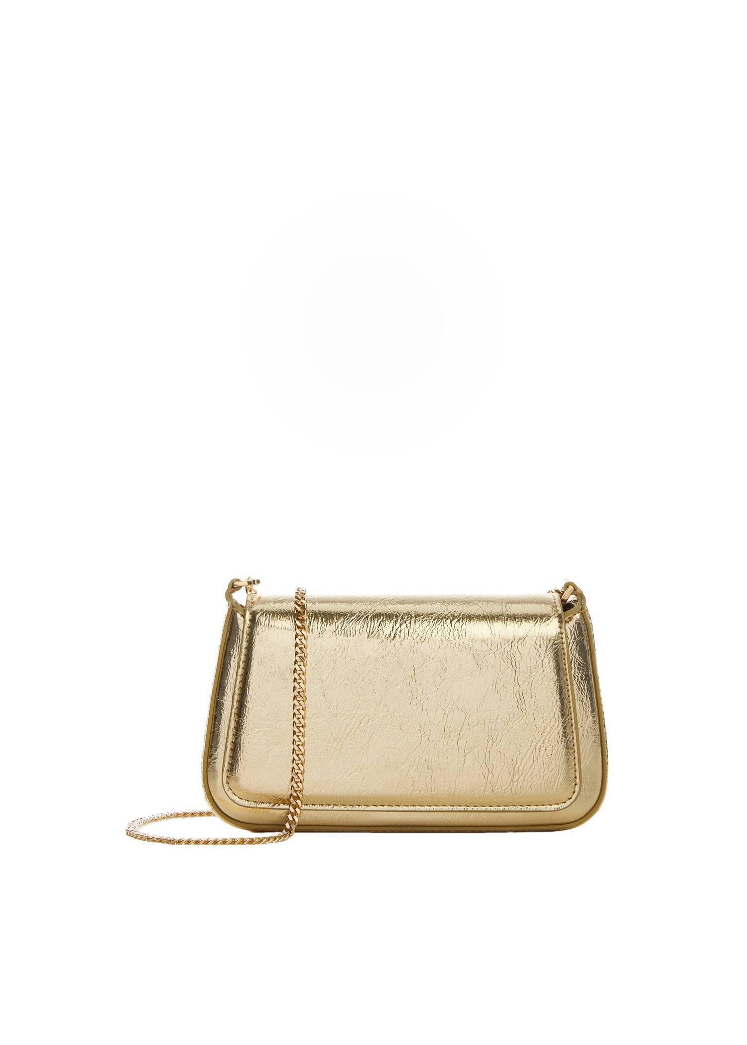Gold Patent Leather-Effect Chain Bag, , large image number 2