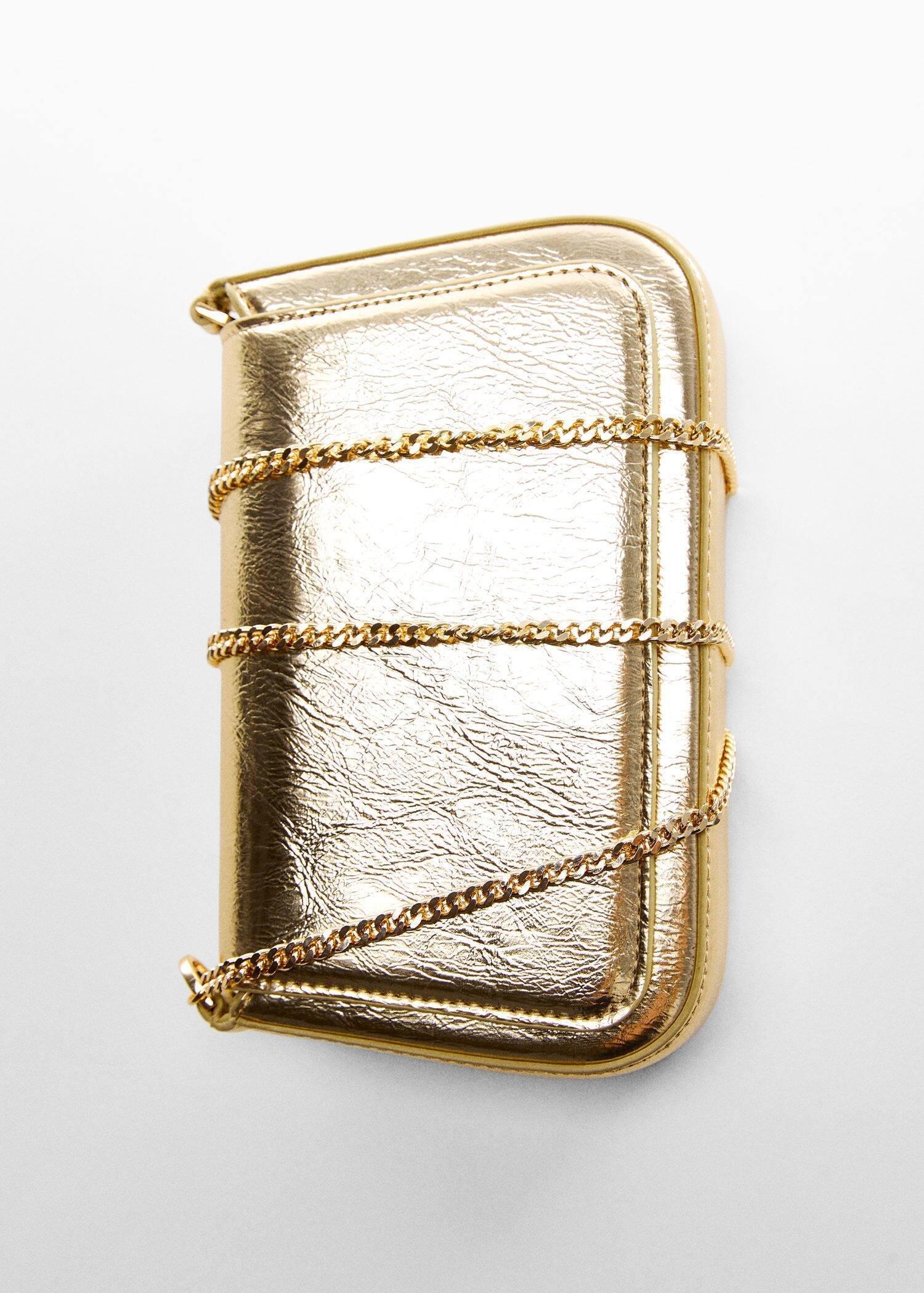 Gold Patent Leather-Effect Chain Bag, , large image number 5