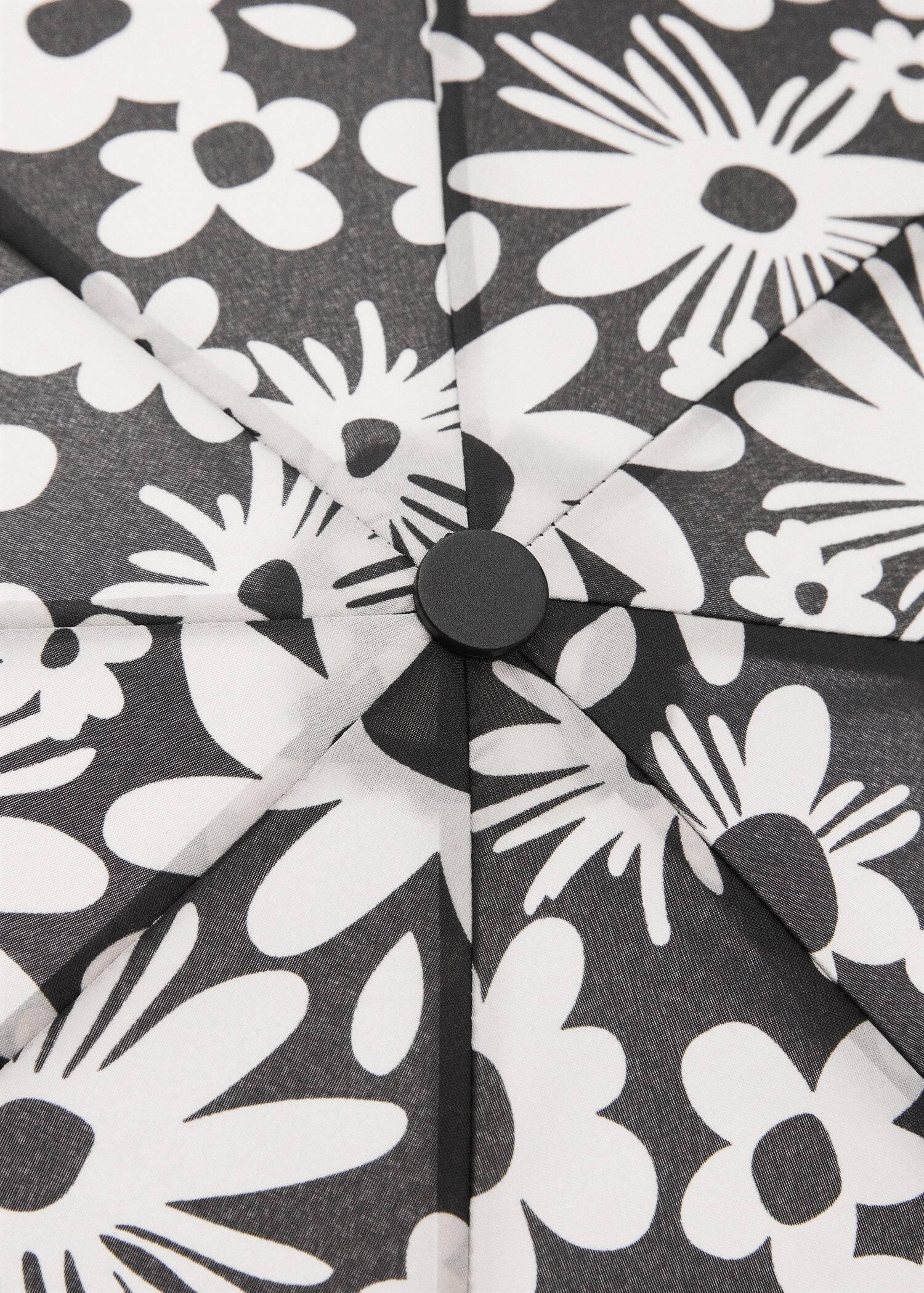 Mango - Black Floral Folding Umbrella