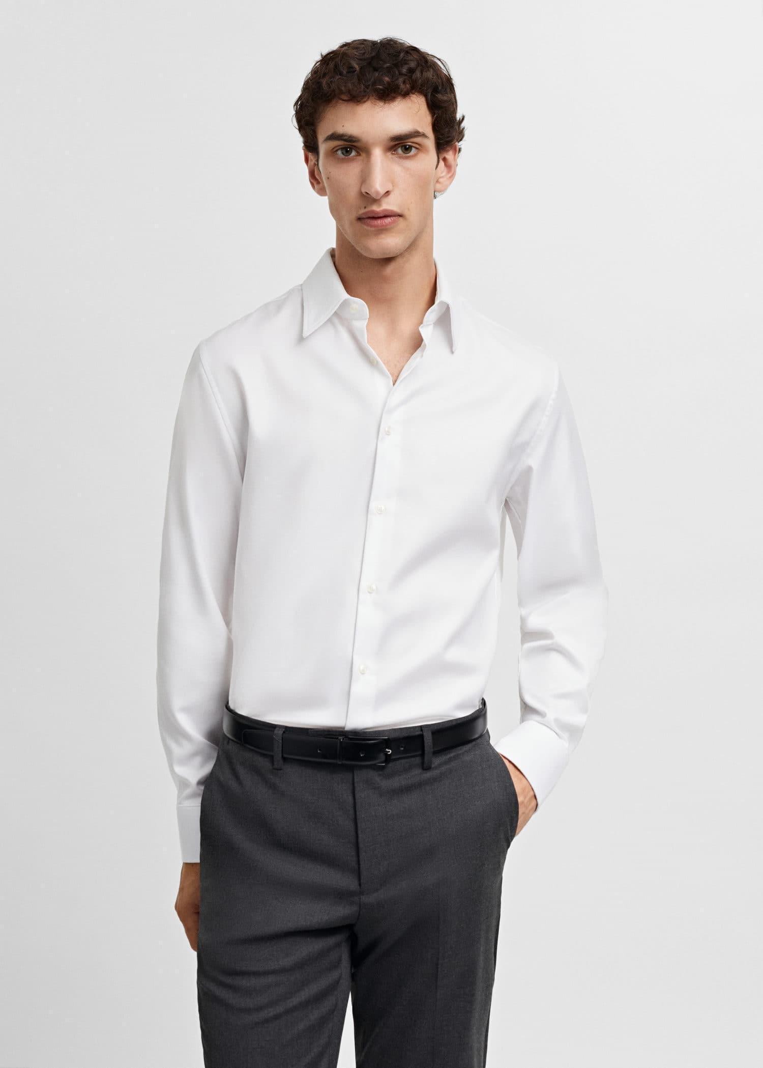 تسوق White Regular-Fit Structured Suit Shirt Mango | أزاديا الإمارات ...