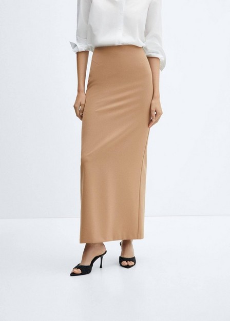 Mango - Beige Straight Long Skirt