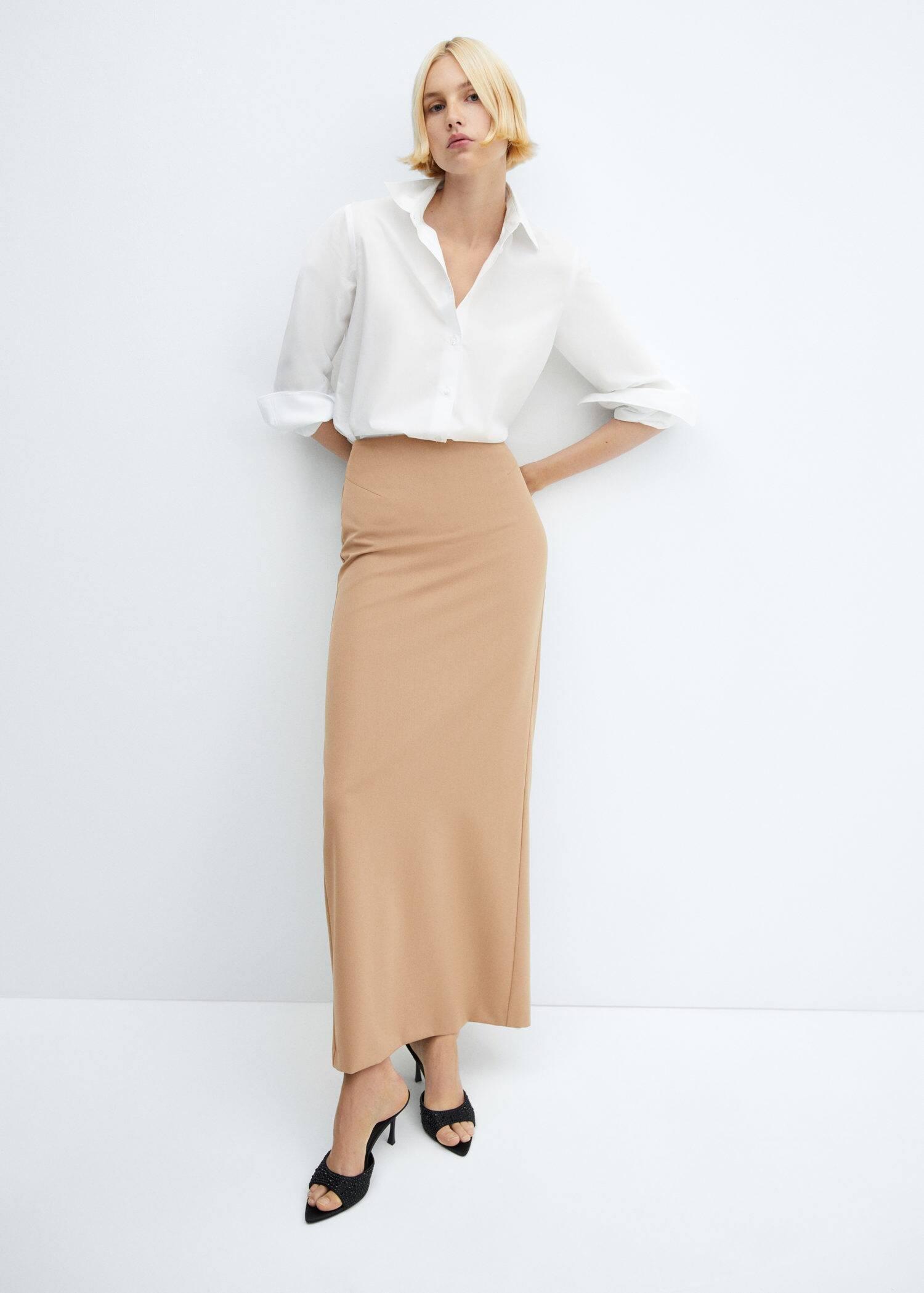 Mango - Beige Straight Long Skirt