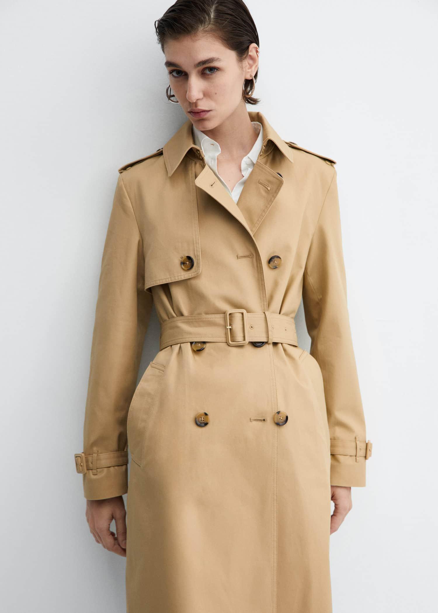Ecru Classic Trench Coat With Belt, , large image number 0