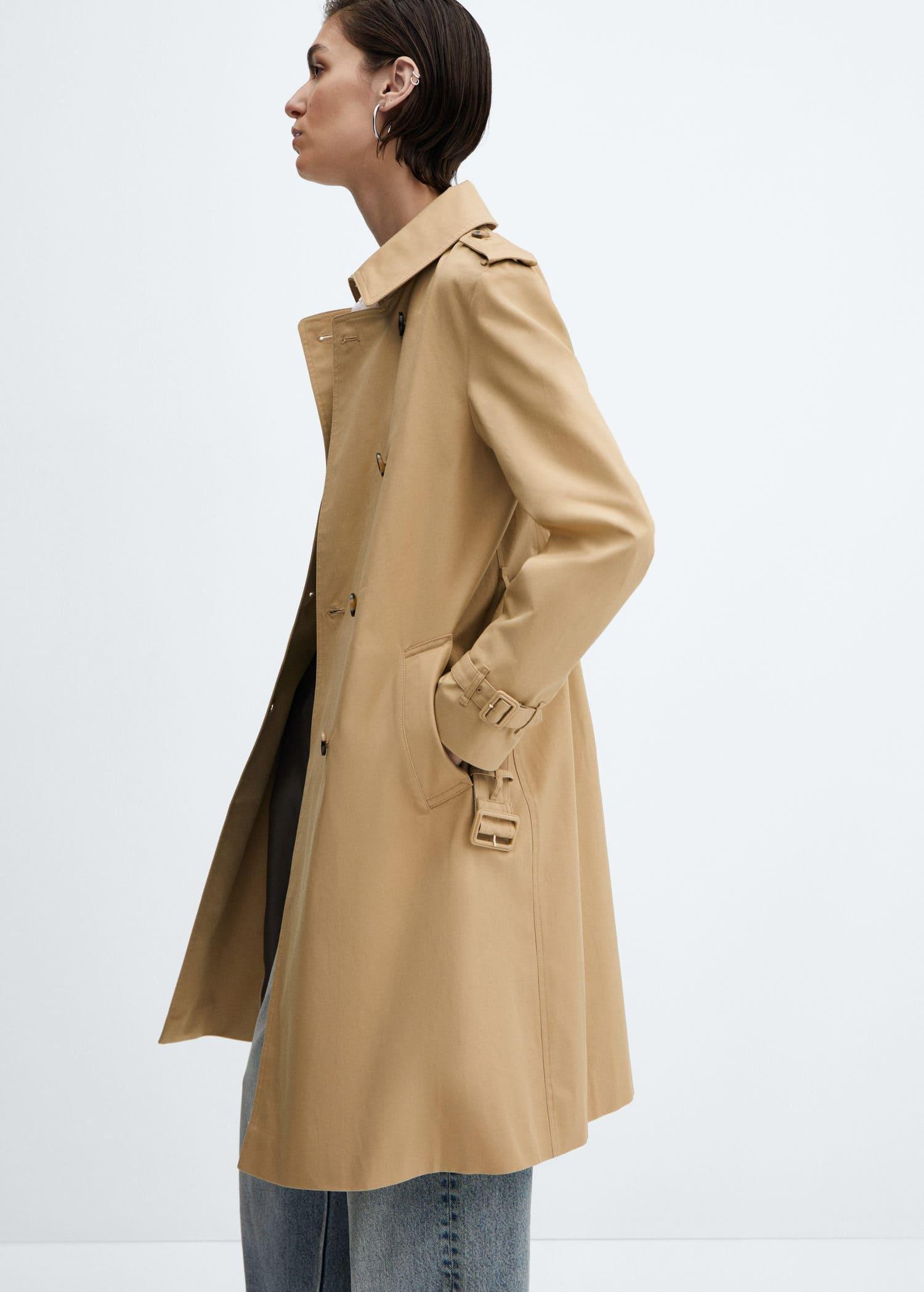 Ecru Classic Trench Coat With Belt, , large image number 2